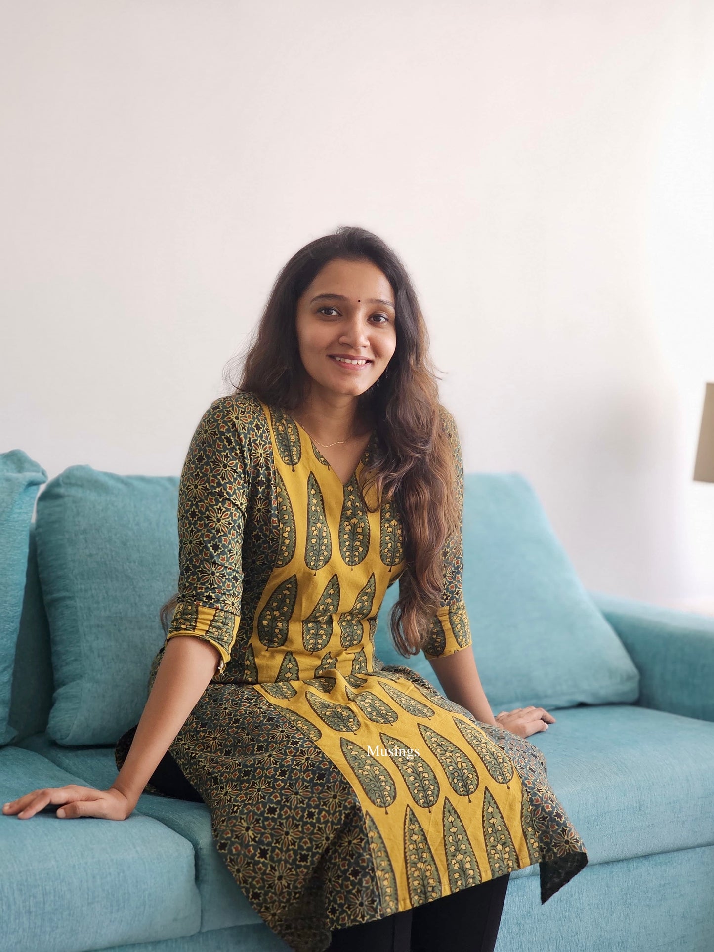 Ameira - Ajrakh Hand-block Printed Patchwork Kurta