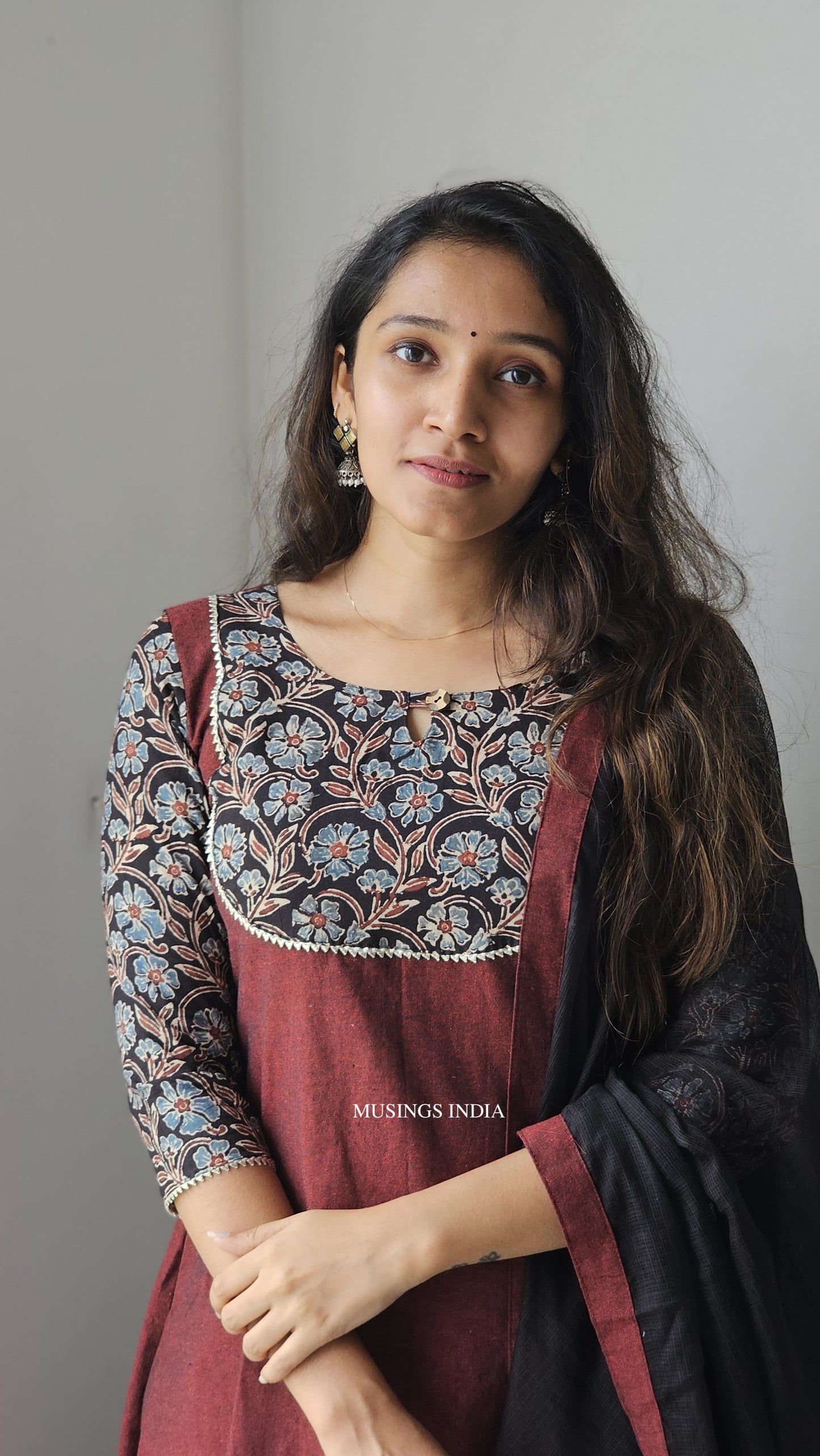 Roshni - Ajrakh x Handloom A-line Kurta Dupatta Set