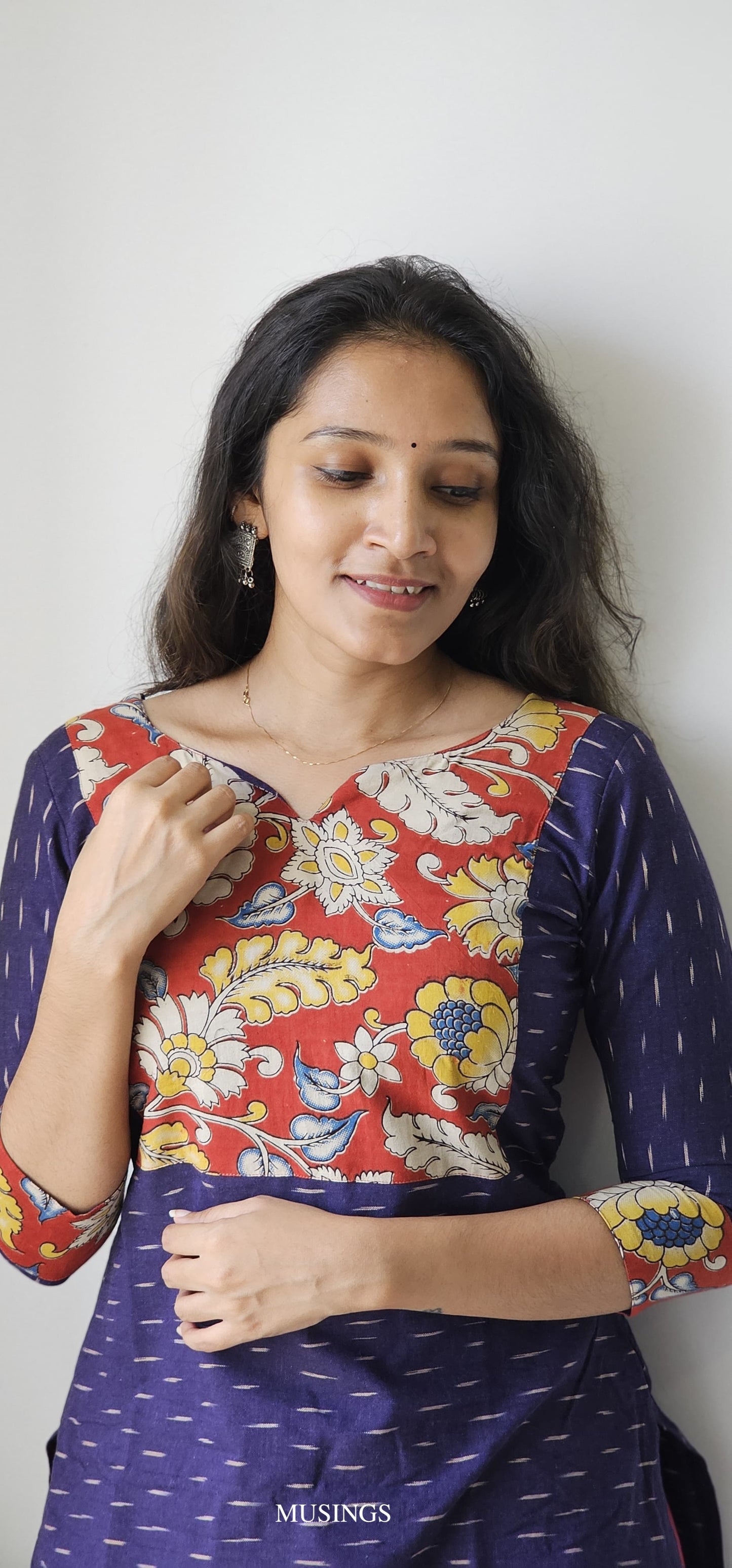 Sathya - Ikkat x Kalamkari Patchwork Kurta