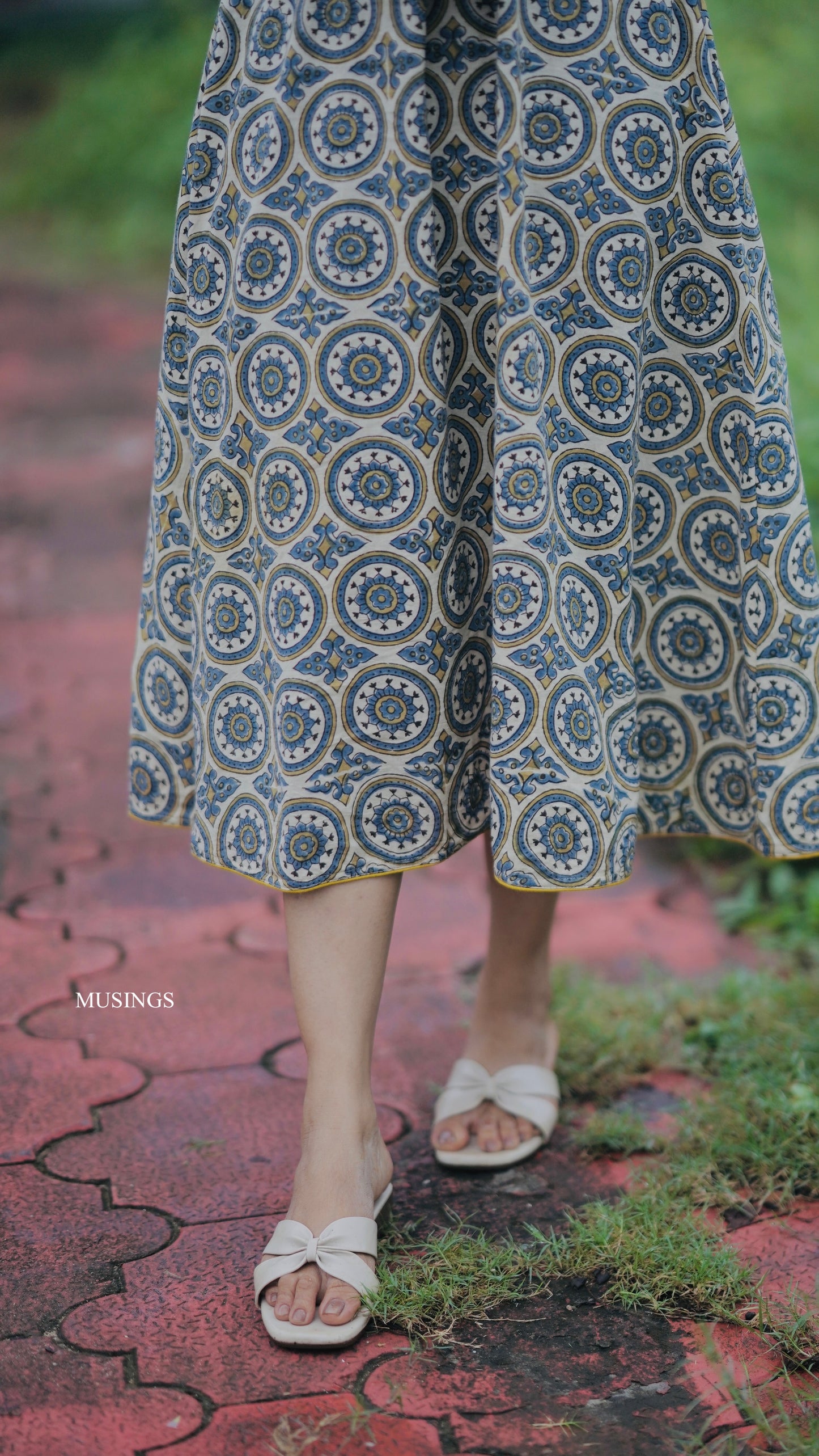 Yasmin - Ajrakh Handblock Printed A-line Dress