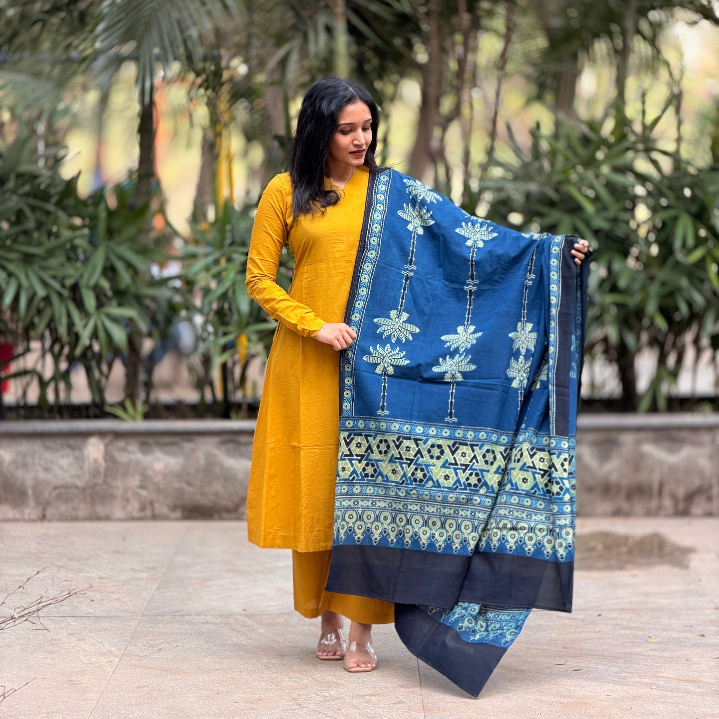 Tashi - A line Kurta with Ajrakh Handblock Printed Dupatta