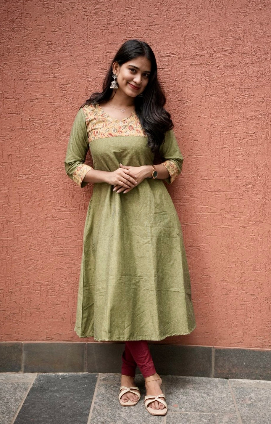 Ilai - Kalamkari x Handloom Fusion A line Kurta.