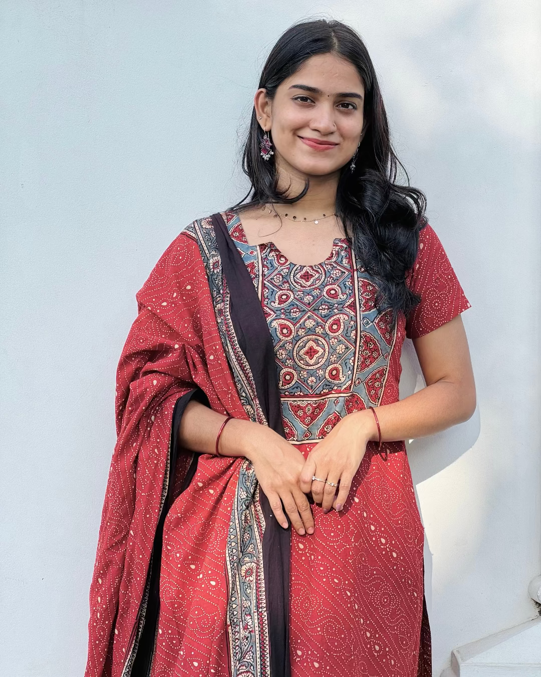 Sonam - Ajrakh Handblock Printed Kurta & Dupatta Set