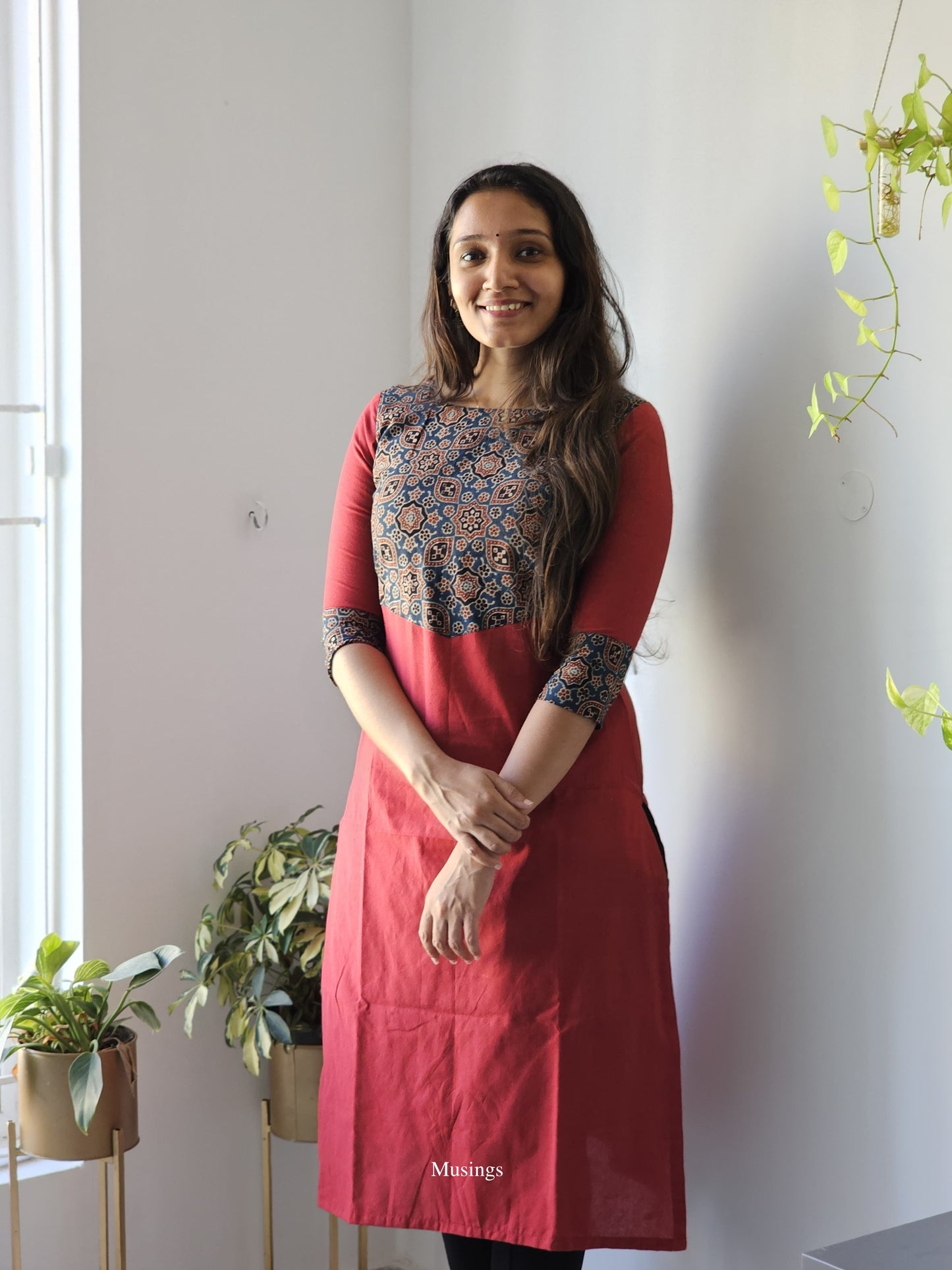 Raksha - Ajrakh X Handloom Patchwork Kurta