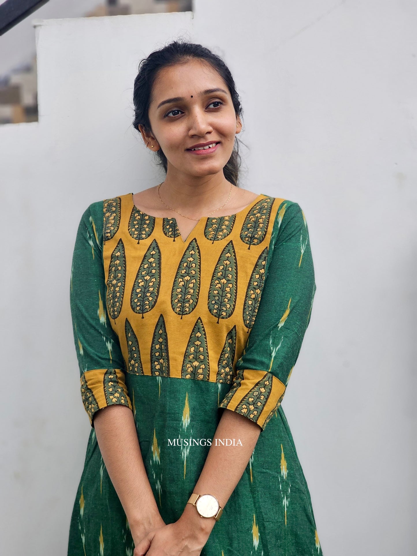 Vedika - Ikkat x Ajrakh Patchwork Kurta