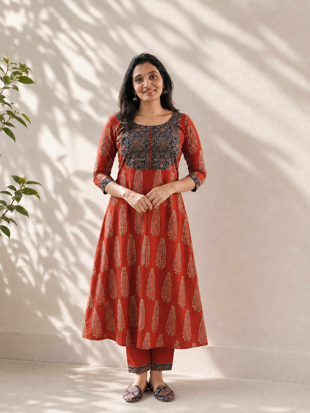 Nakshatra - Ajrakh Patchwork A line Kurta