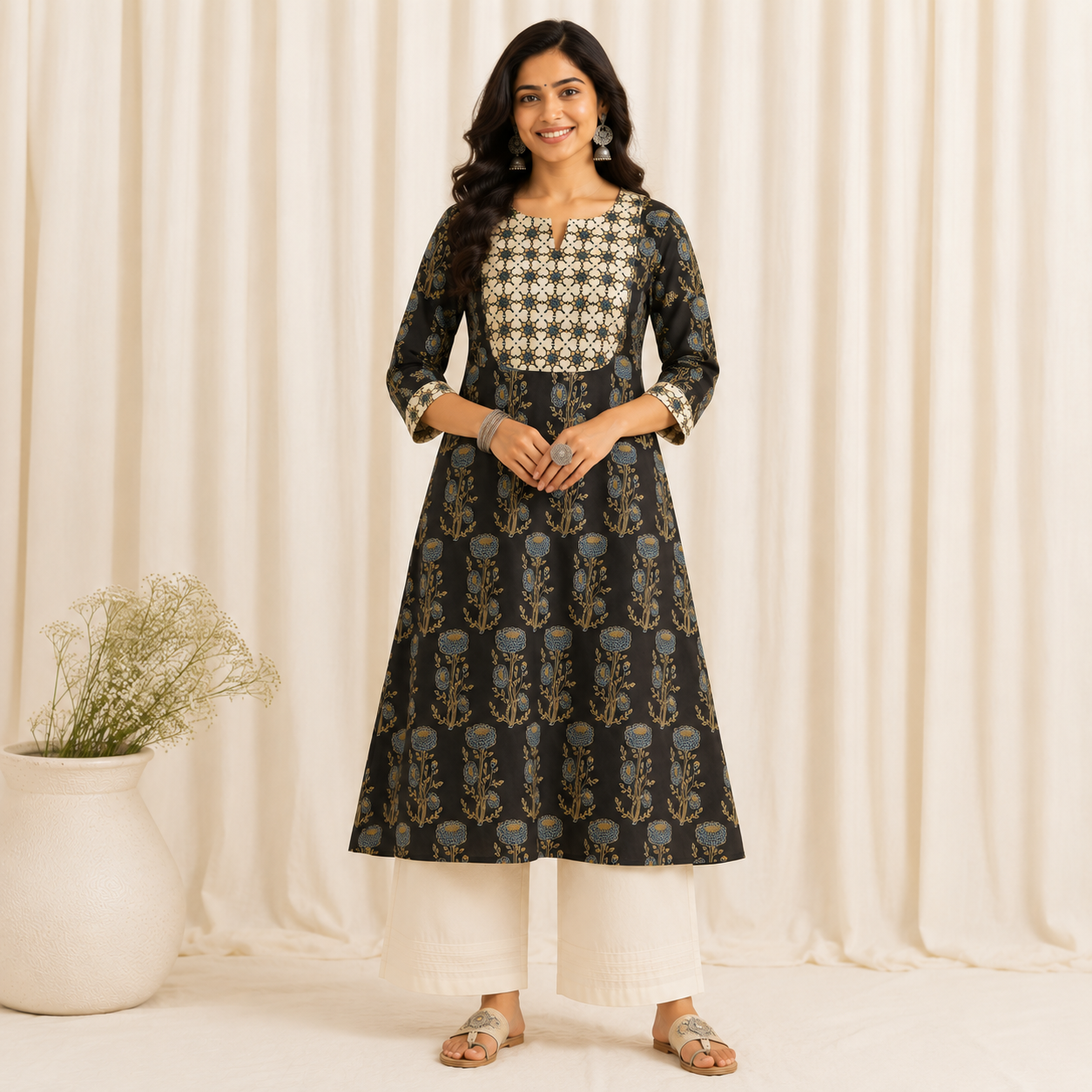 Aanshi - Ajrakh Fusion A line Kurta