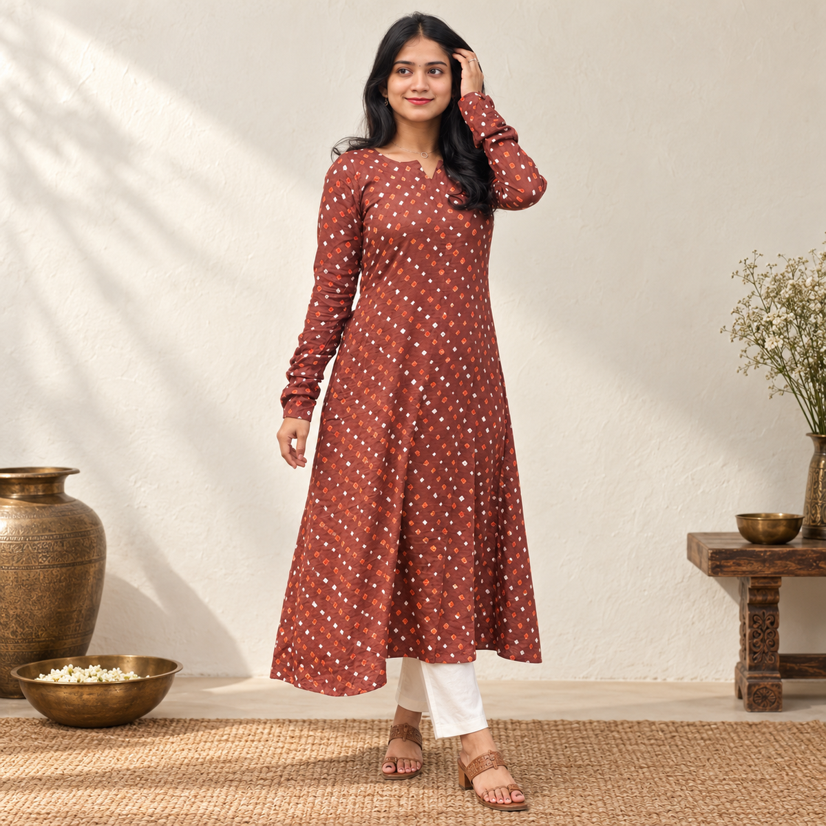 Nalini - Bandhej A-line Kurta