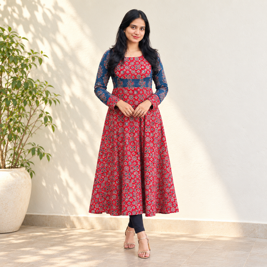 Mantra - Ajrakh Fusion A line Kurta