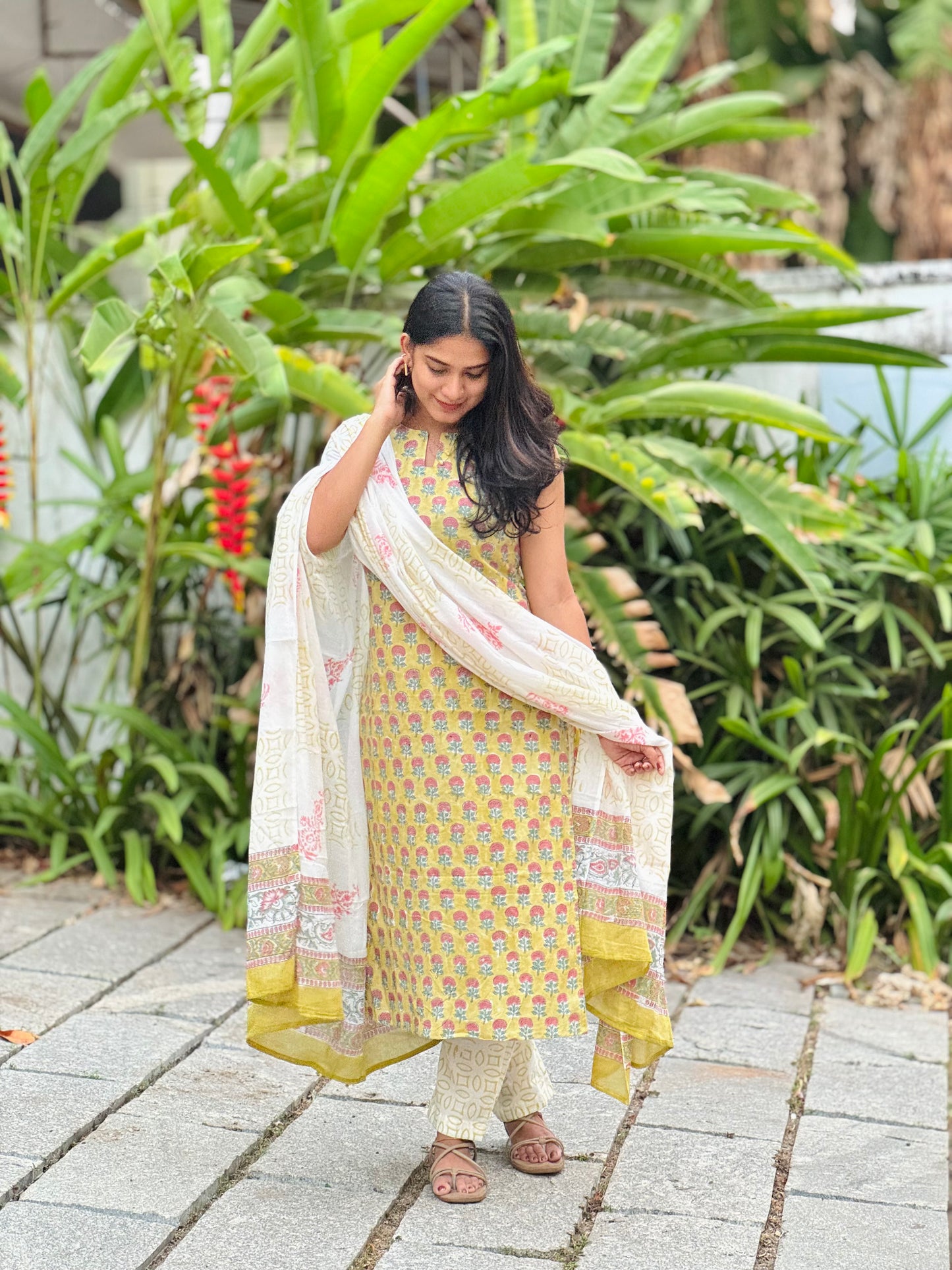 Padmini - Sanganeri Handblock Printed Cotton Kurta Set