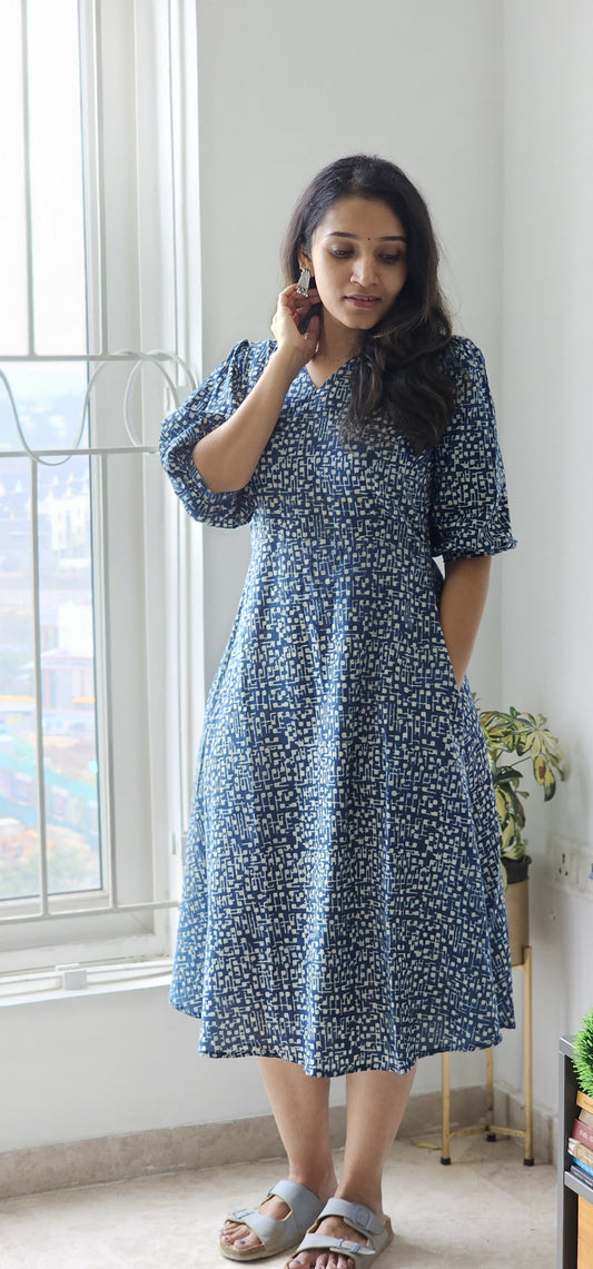 Thooriga - Indigo Ajrakh Dress