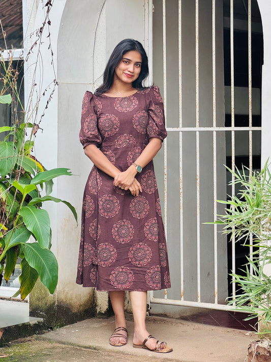 Zola - Ajrakh Handblock Printed Dress