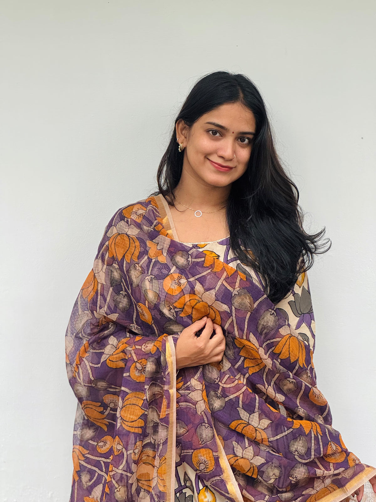 Kamala - Kota Block Printed Kalamkari Dupata