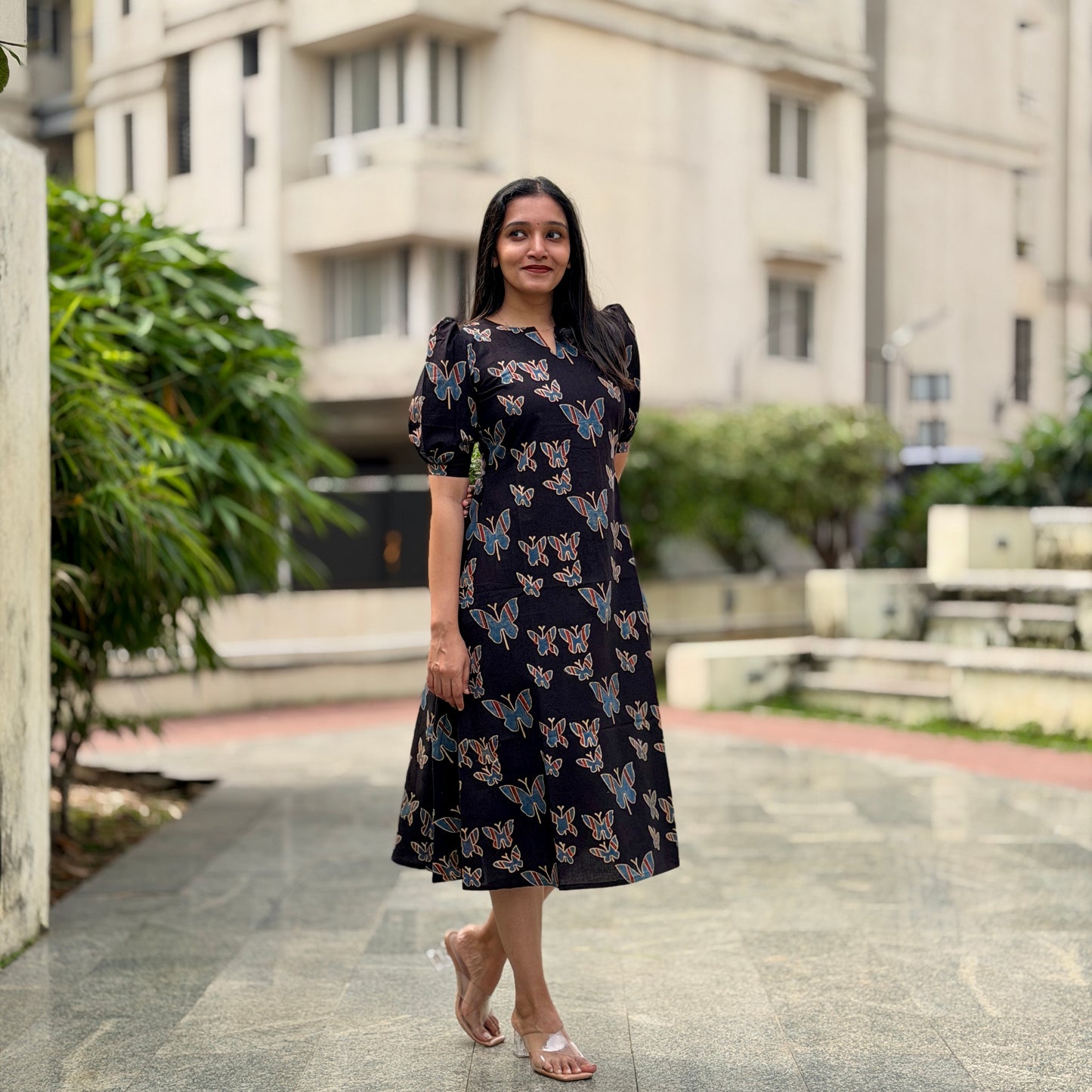 Butterfly Dreams - Ajrakh Handblock Printed Dress