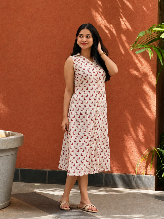 Suki - Bagru Handblock Printed Dress