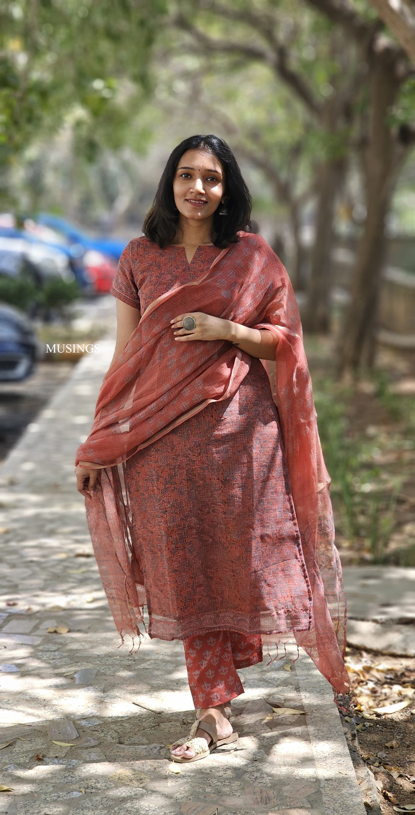 Madhura -  Natural Dyed Kota Sanganeri Hand-block Printed Kurta set