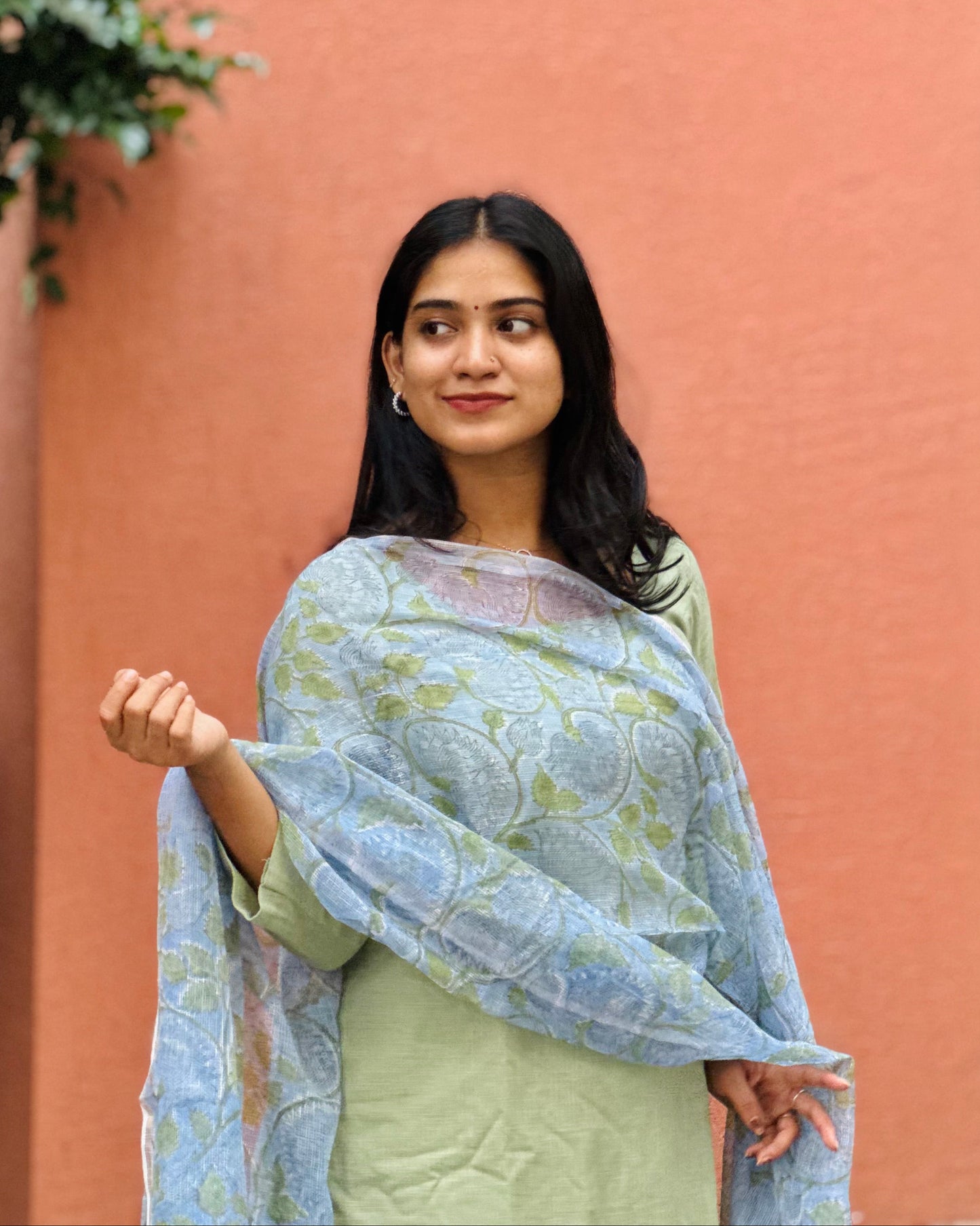 Sindhuja - Slub Cotton Kurta and Sanganeri Handblock Printed Dupatta Set
