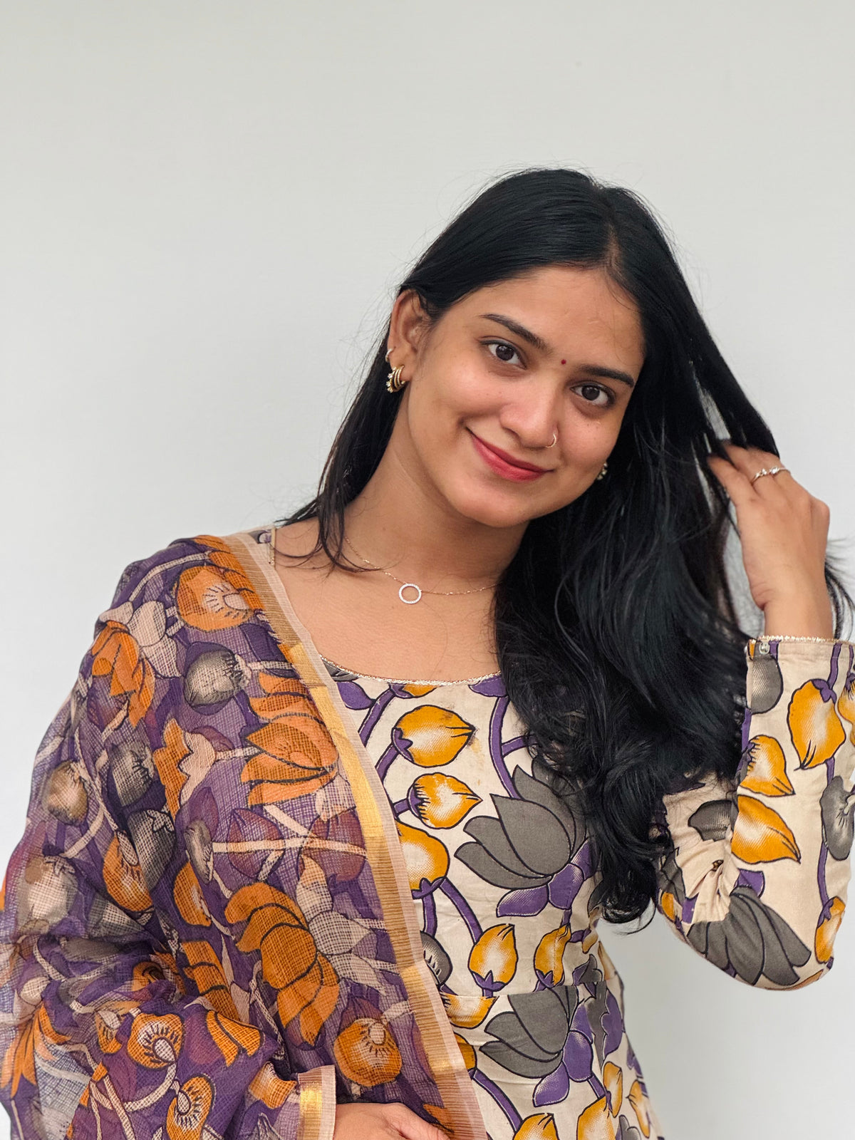 Kamala - Kota Block Printed Kalamkari Dupata