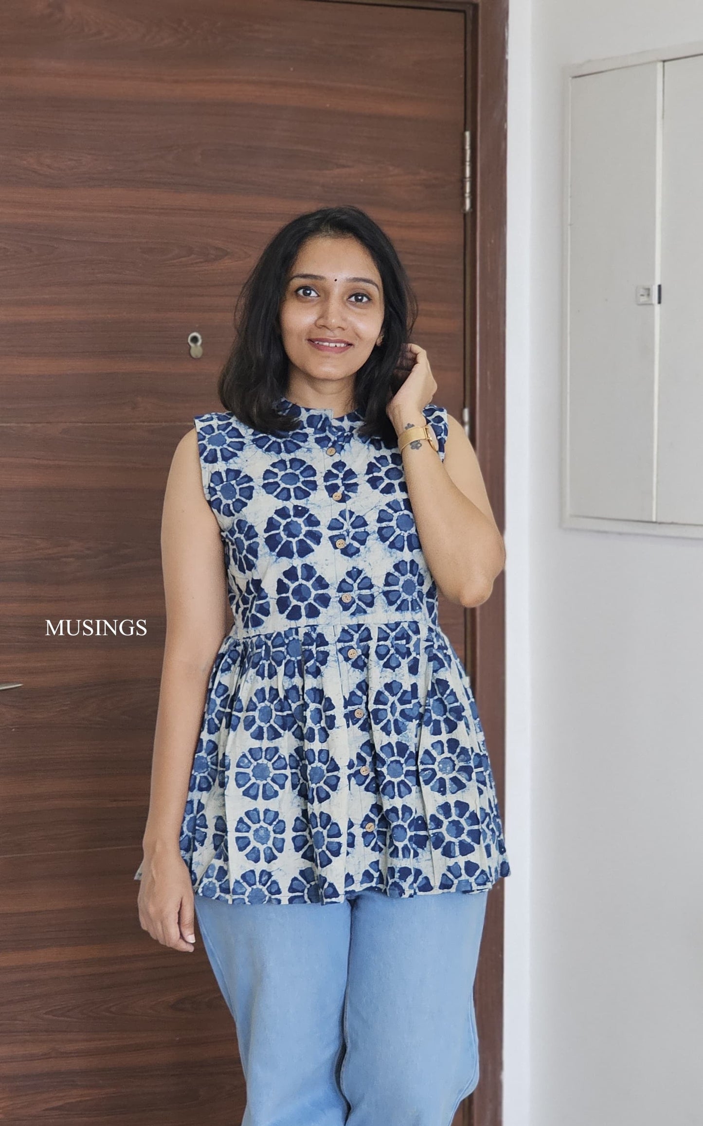 Indigo Muse - Dabu Handblock Printed Short Top