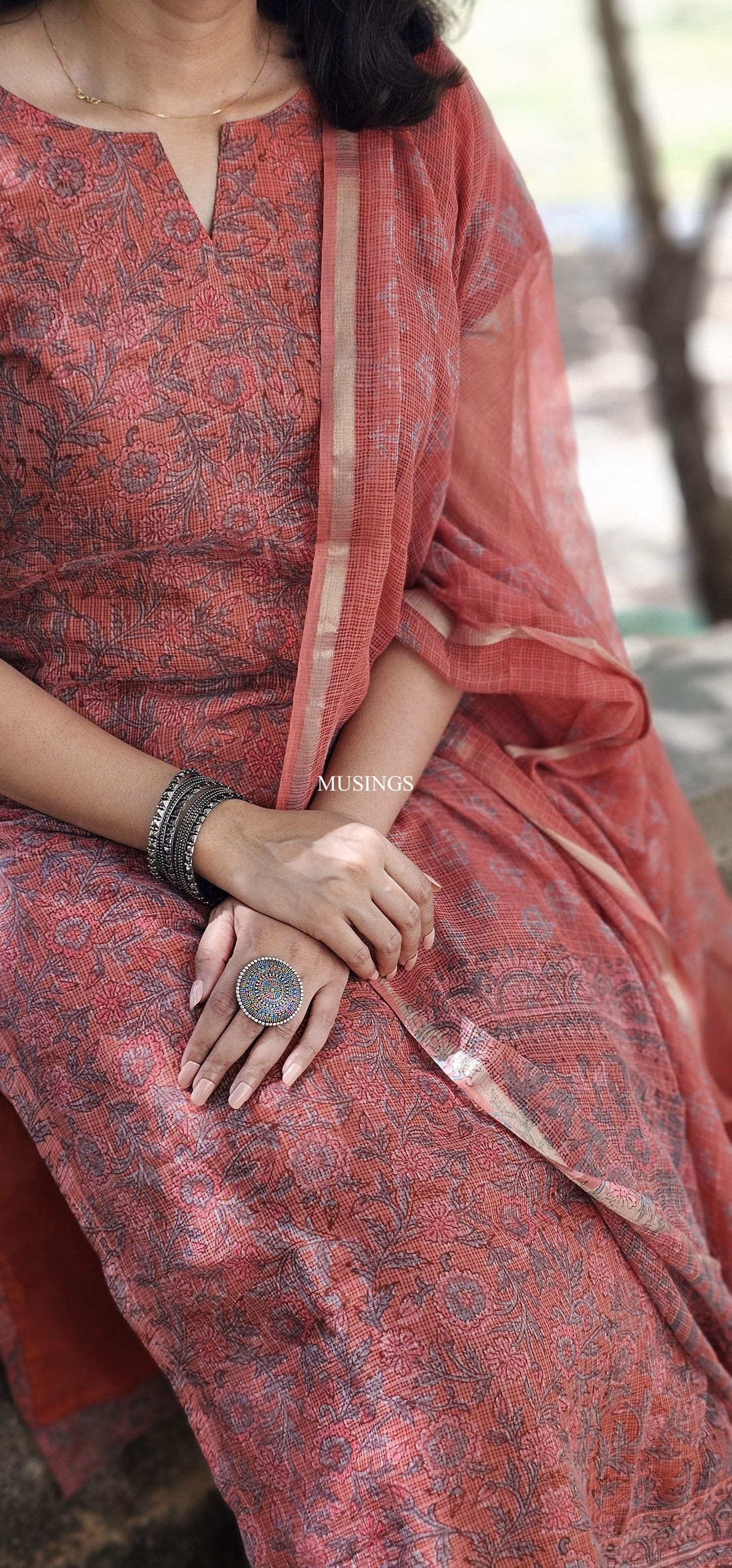 Madhura -  Natural Dyed Kota Sanganeri Hand-block Printed Kurta set