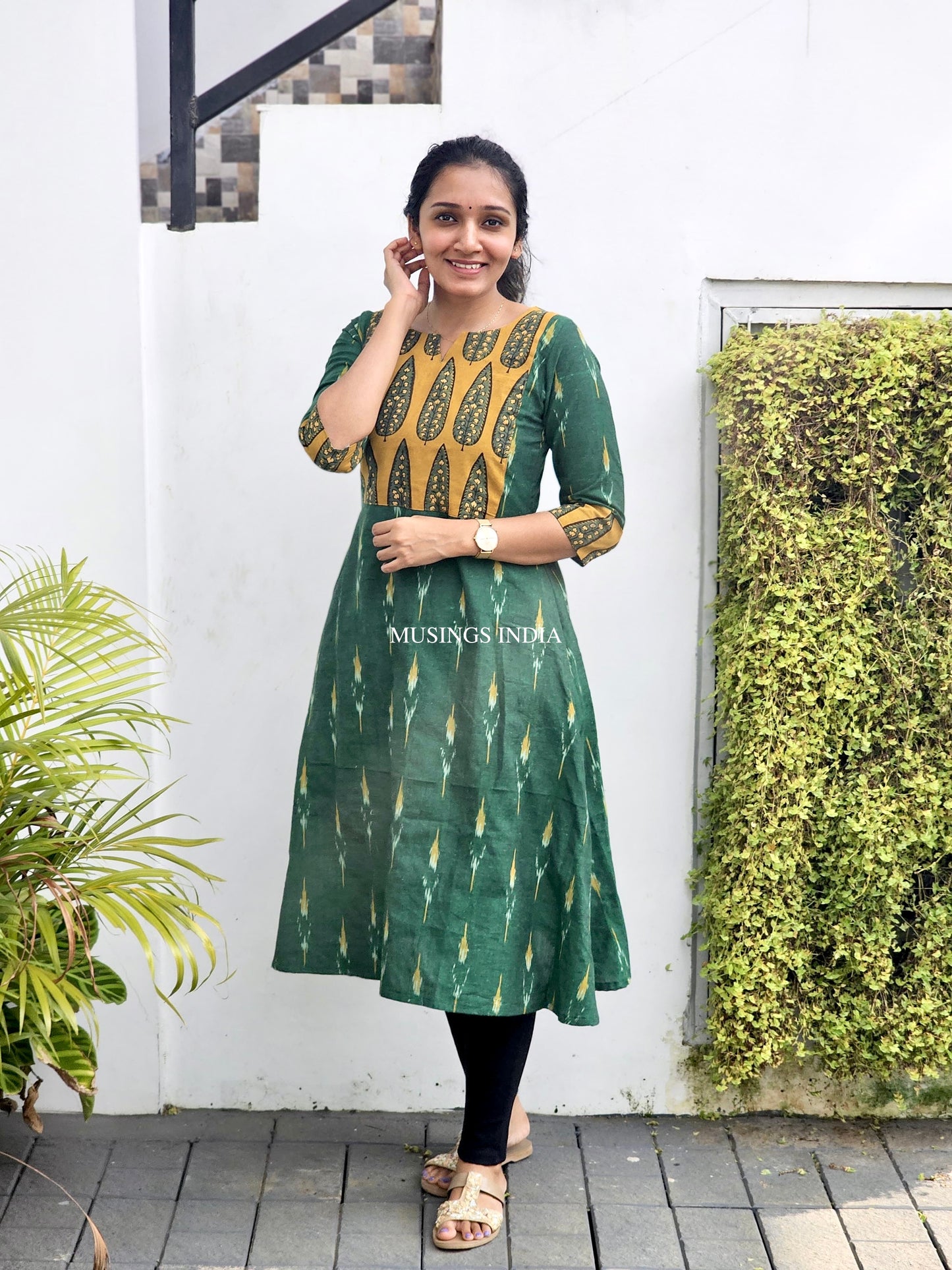 Vedika - Ikkat x Ajrakh Patchwork Kurta