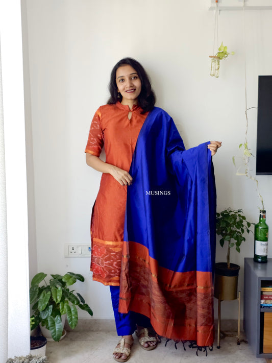 Shringa - Pochampally Silk Cotton Kurta Set