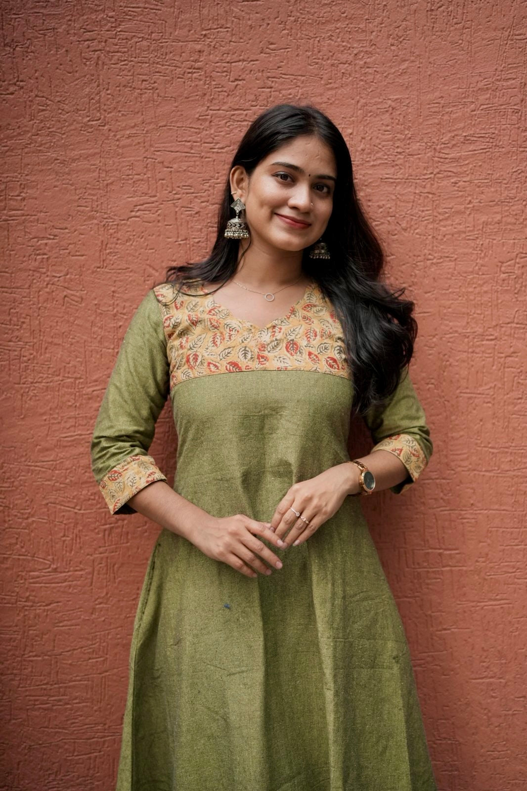 Ilai - Kalamkari x Handloom Fusion A line Kurta.