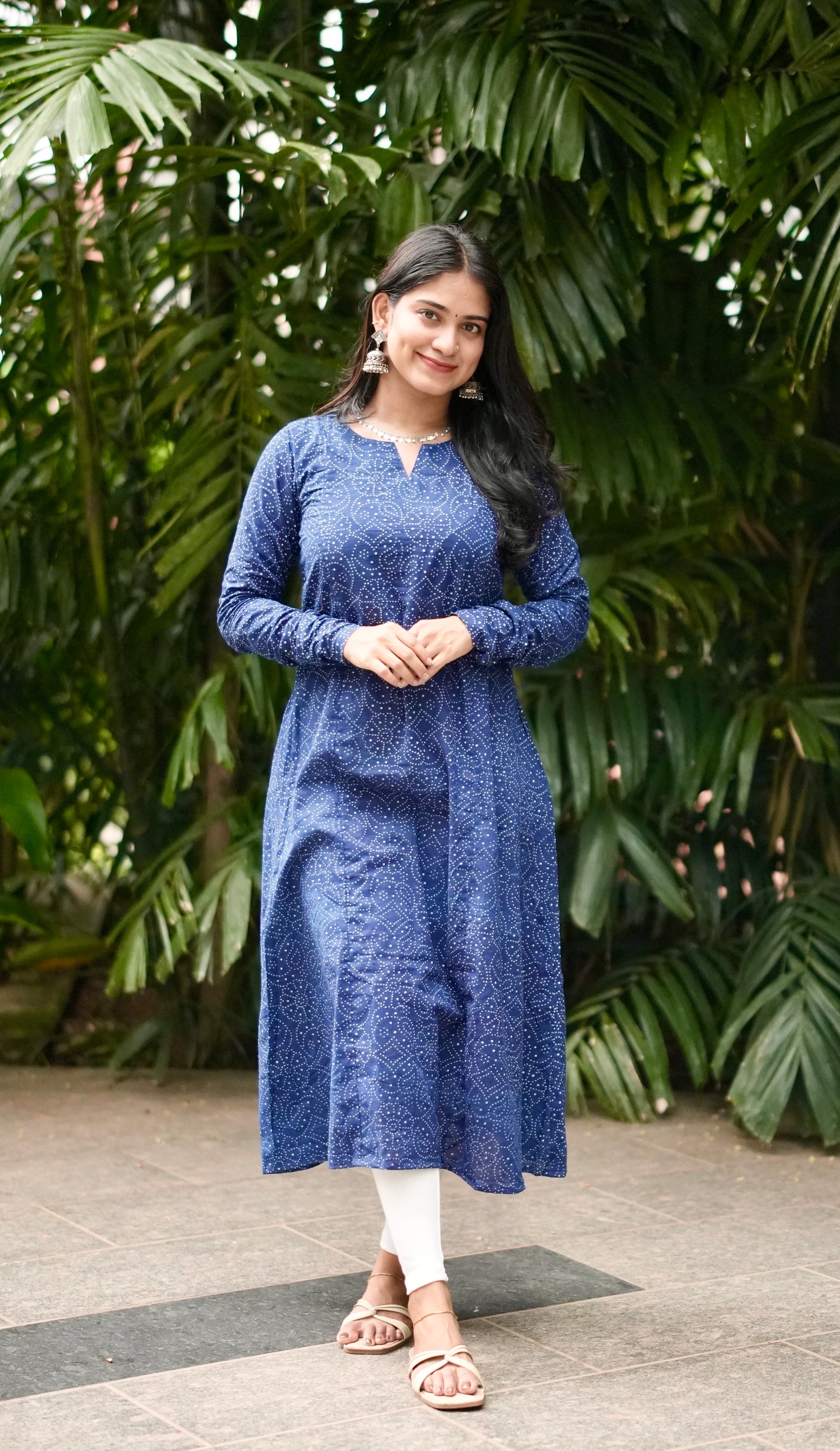 Samudhra - Indigo Natural Dyed  Handblock Printed A-Line Kurta.