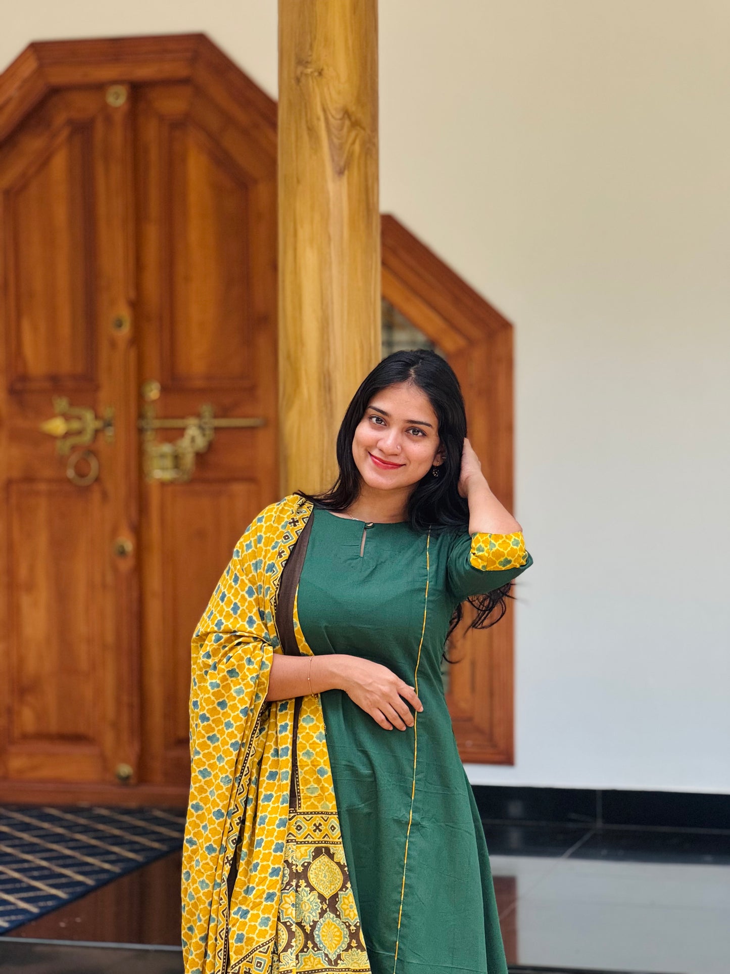 Manam - Fusion Ajrakh A line Kurta & Dupatta Set