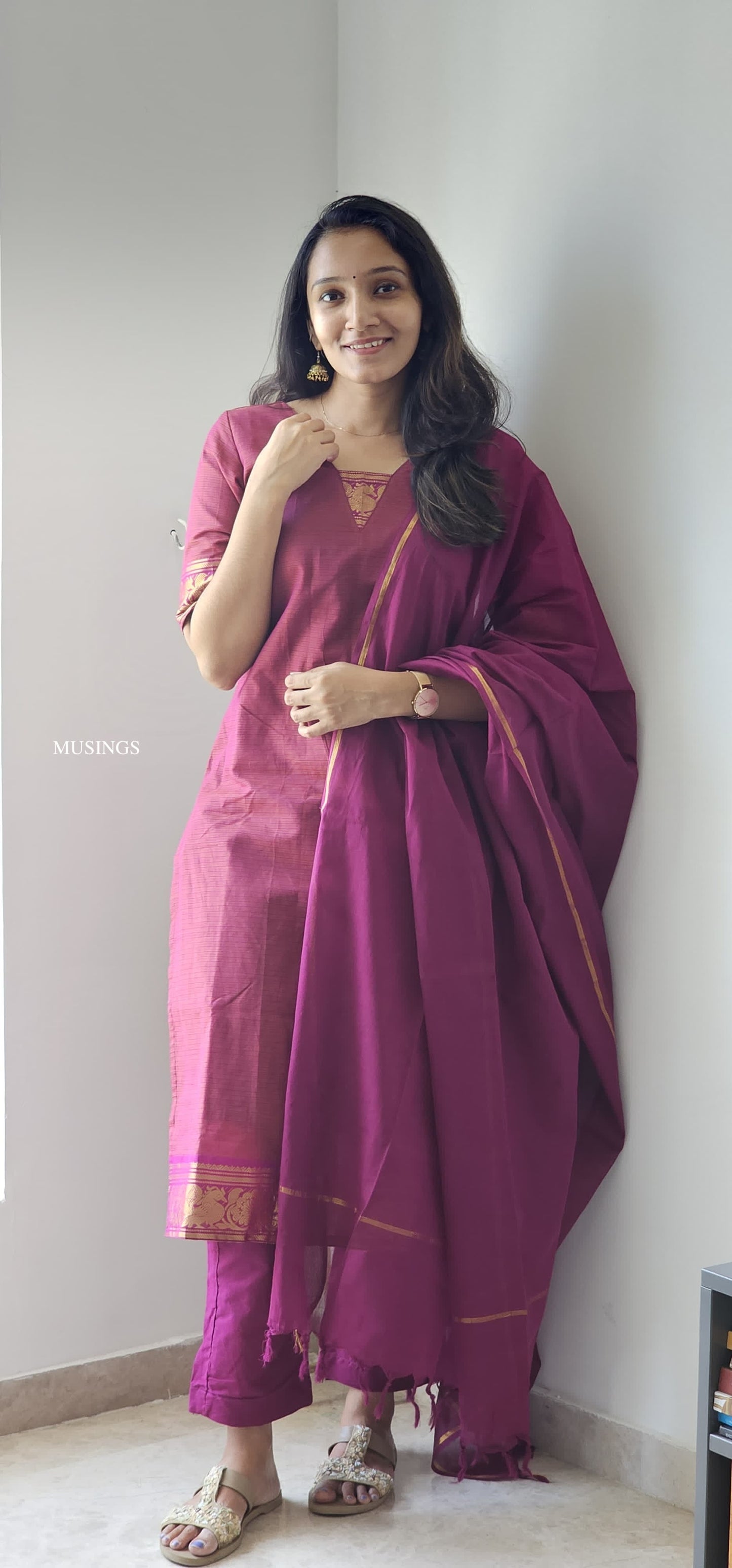 Thenmozhi - Mangalgiri Pattu Handwoven Kurta Set