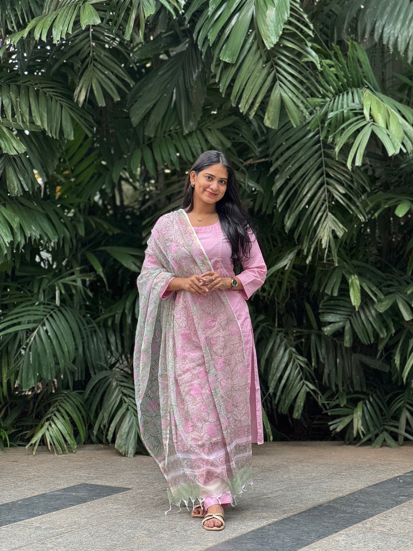 Mallika - Pure Cotton Kurta and Sanganeri Kota Dupatta Set