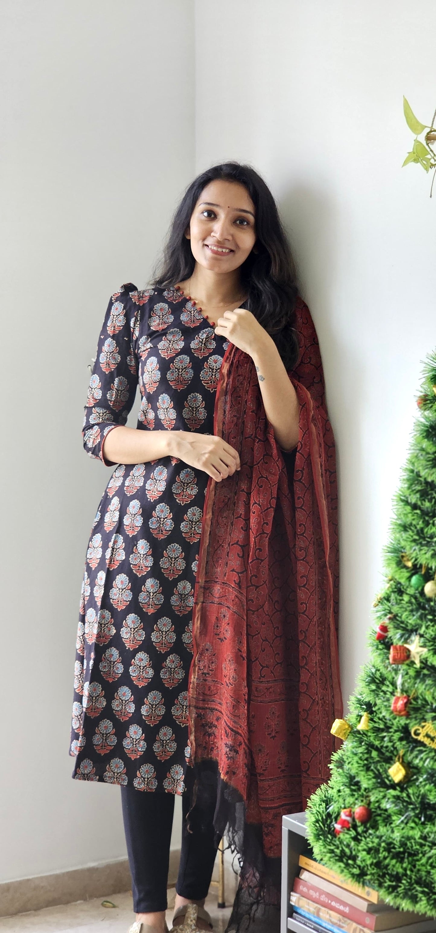 Vandhana - Ajrakh Handblock Printed Kurta & Kota Ajrakh Dupata