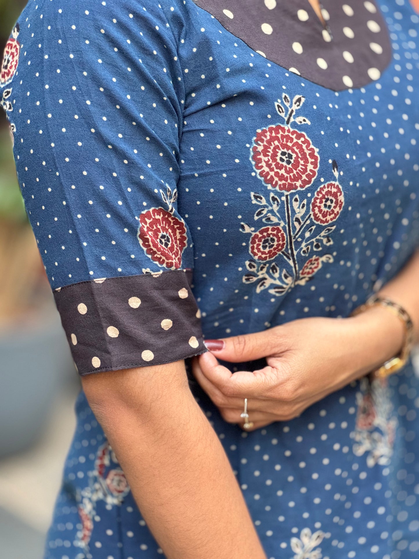 Veena - Ajrakh Handblock Printed Fusion Kurta