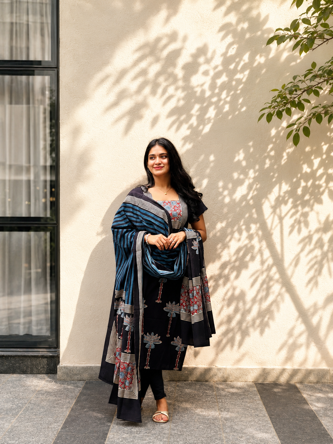 Ekta - Ajrakh Handblock Printed Dupata