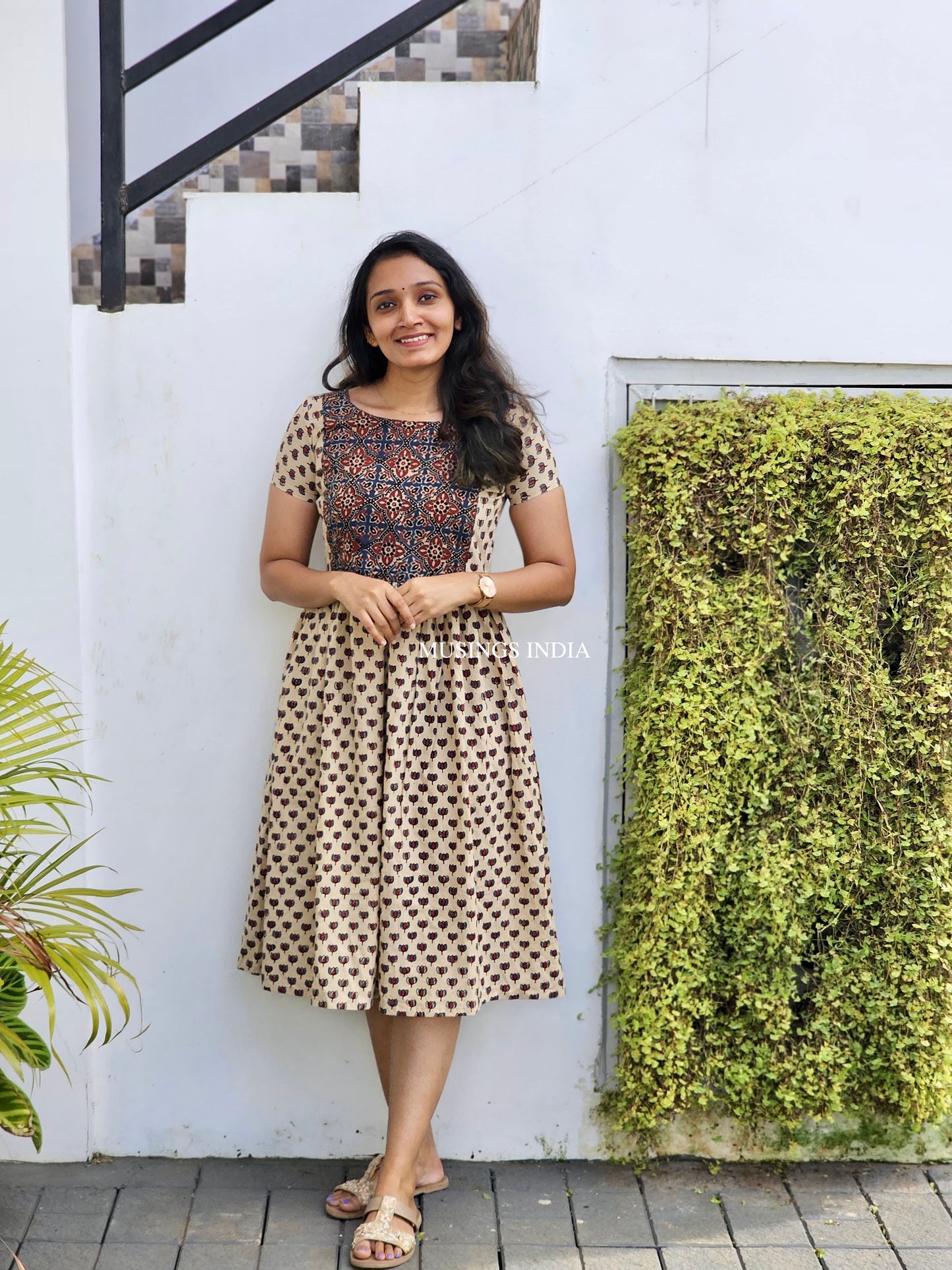 Swastika - Ajrakh Handblock Printed Dress