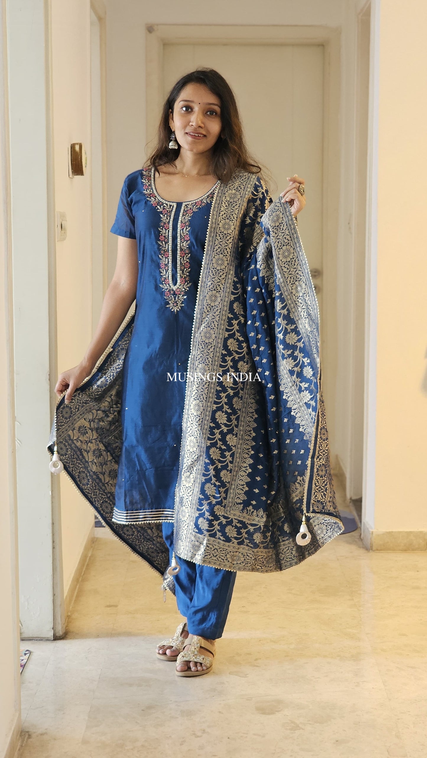 Neela - Zardosi x Banarasi Chanderi Silk Suit