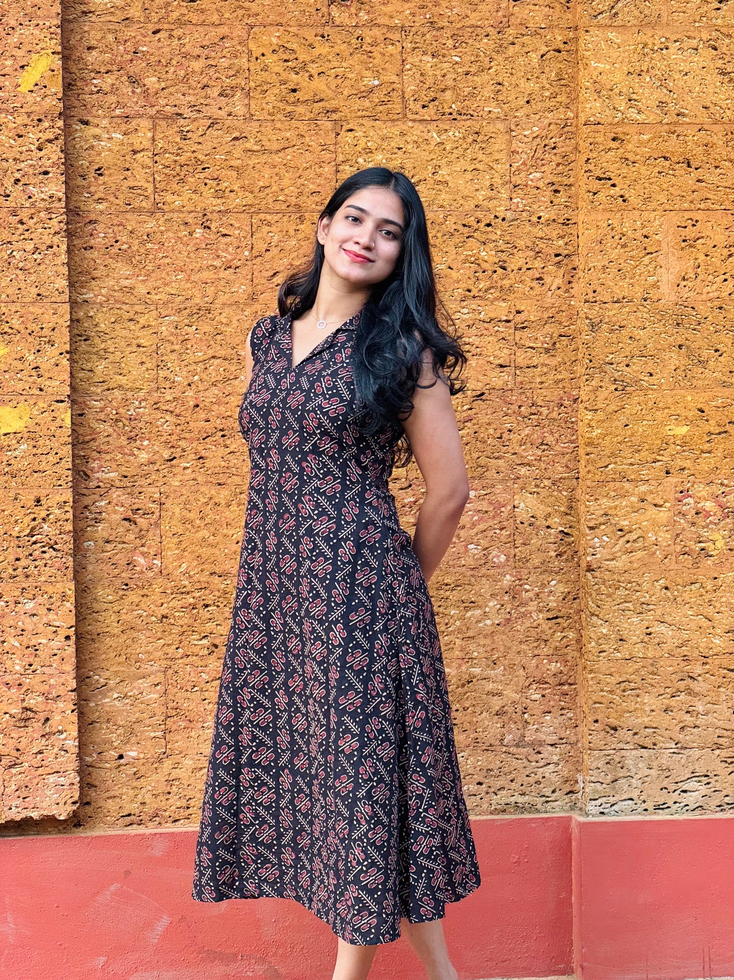 Nilofer - Ajrakh Handblock Printed Dress