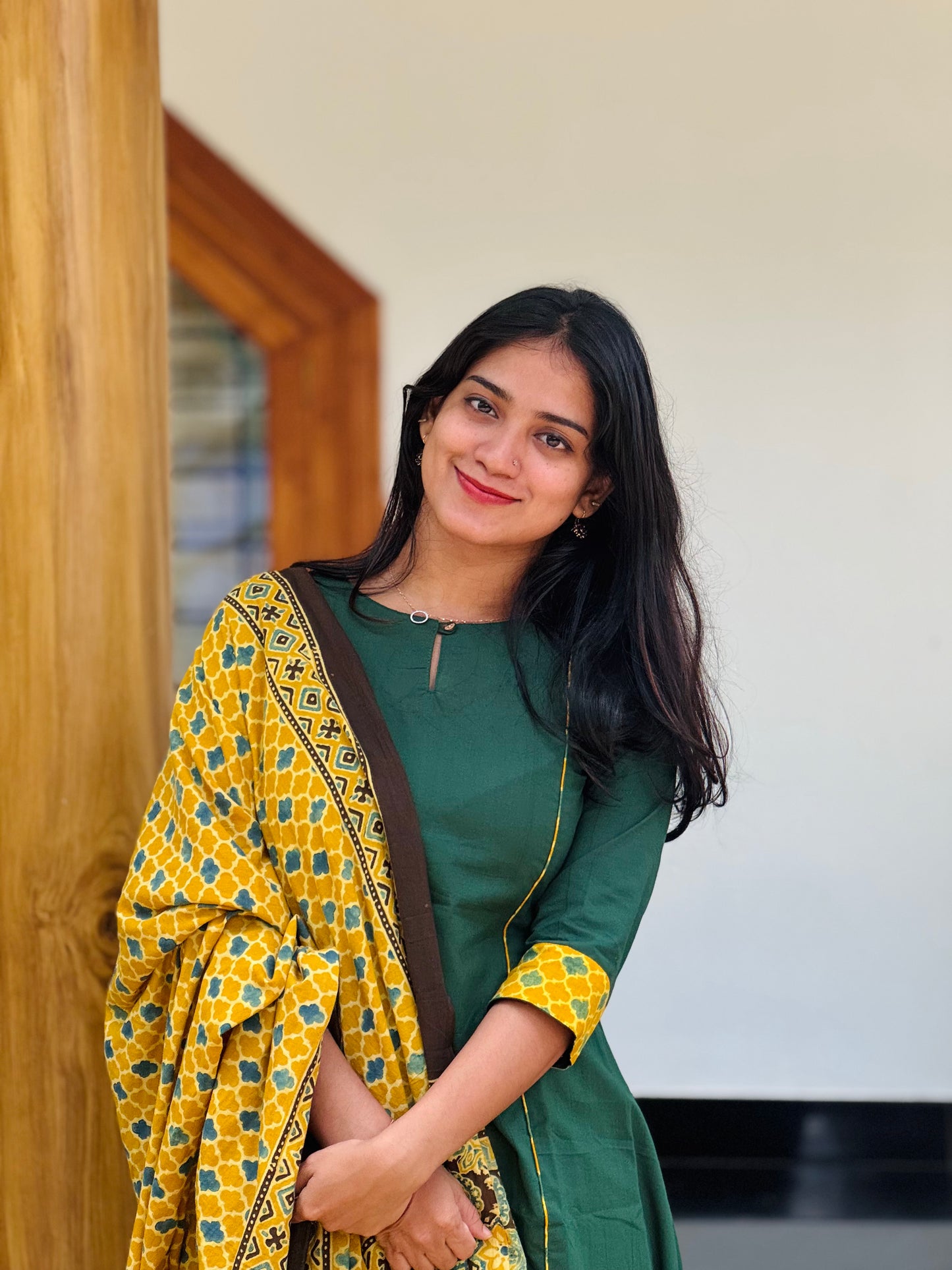 Manam - Fusion Ajrakh A line Kurta & Dupatta Set