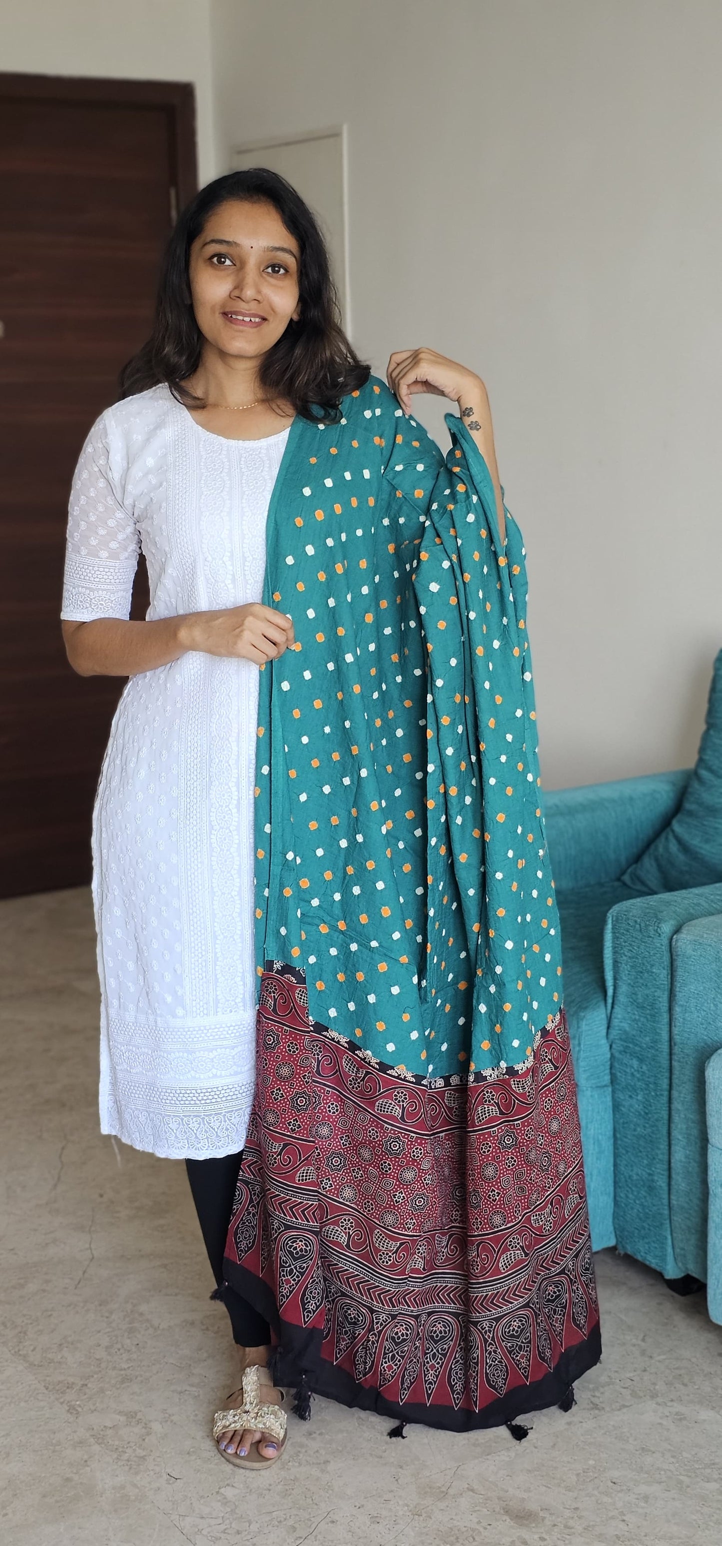 Dhita - Bandhej x Ajrakh Cotton Dupatta