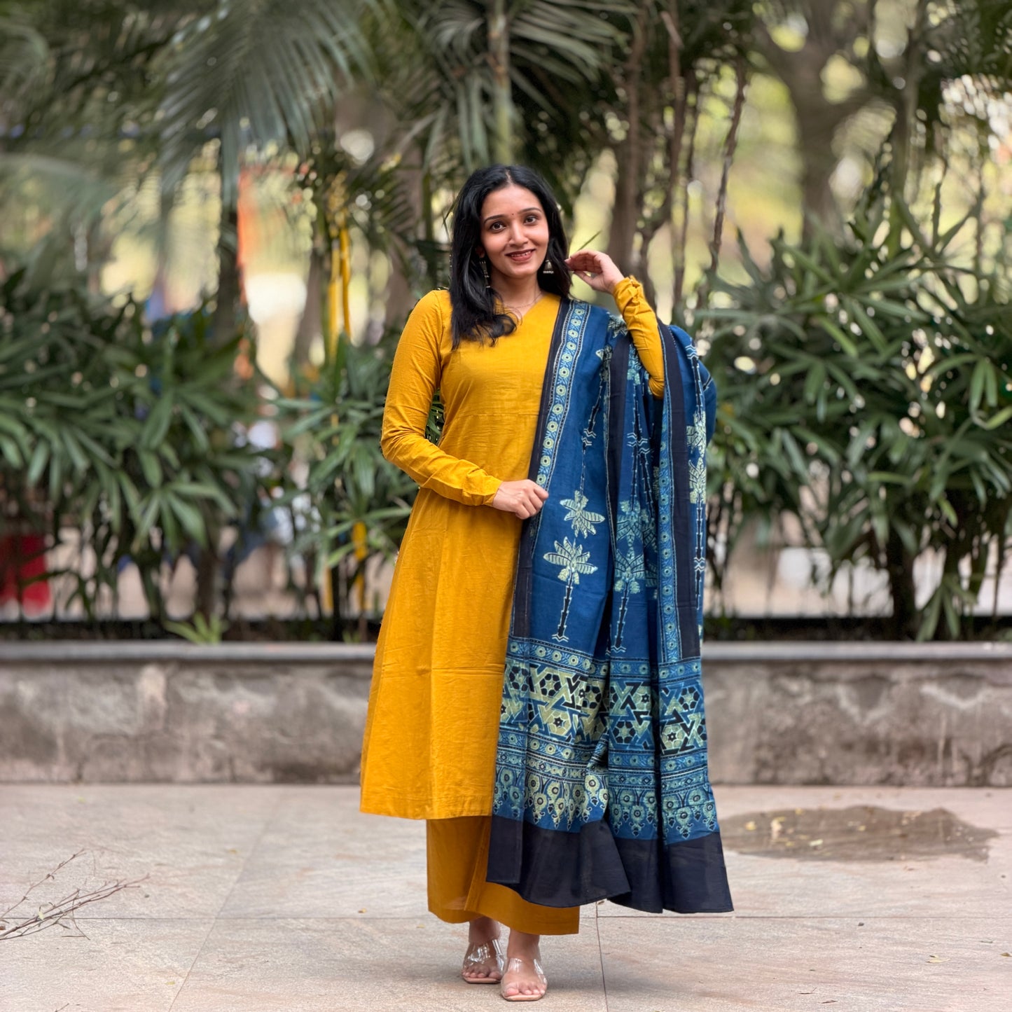 Tashi - A line Kurta with Ajrakh Handblock Printed Dupatta