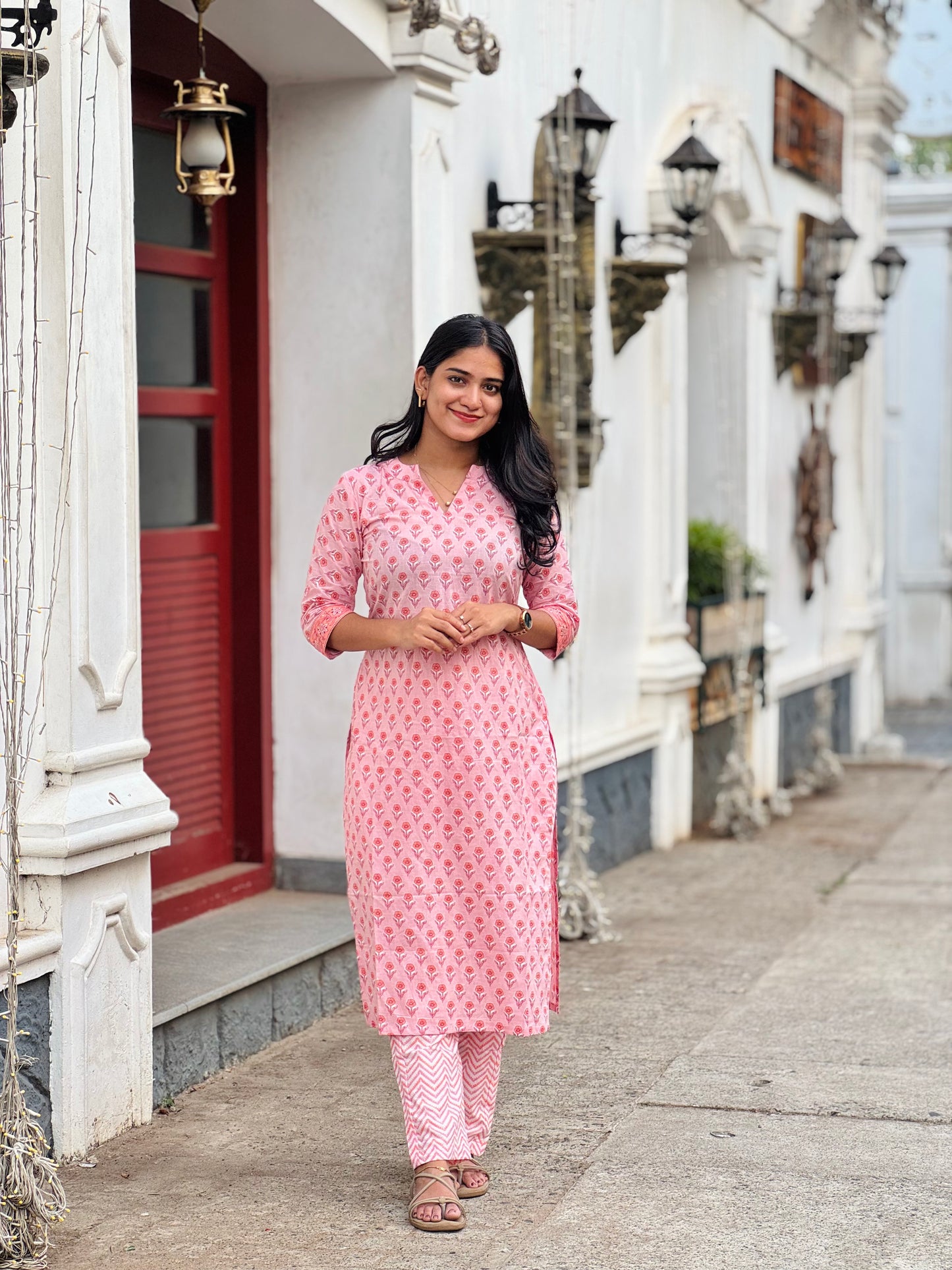 Farida - Sanganeri Handblock Printed Cotton Kurta Set