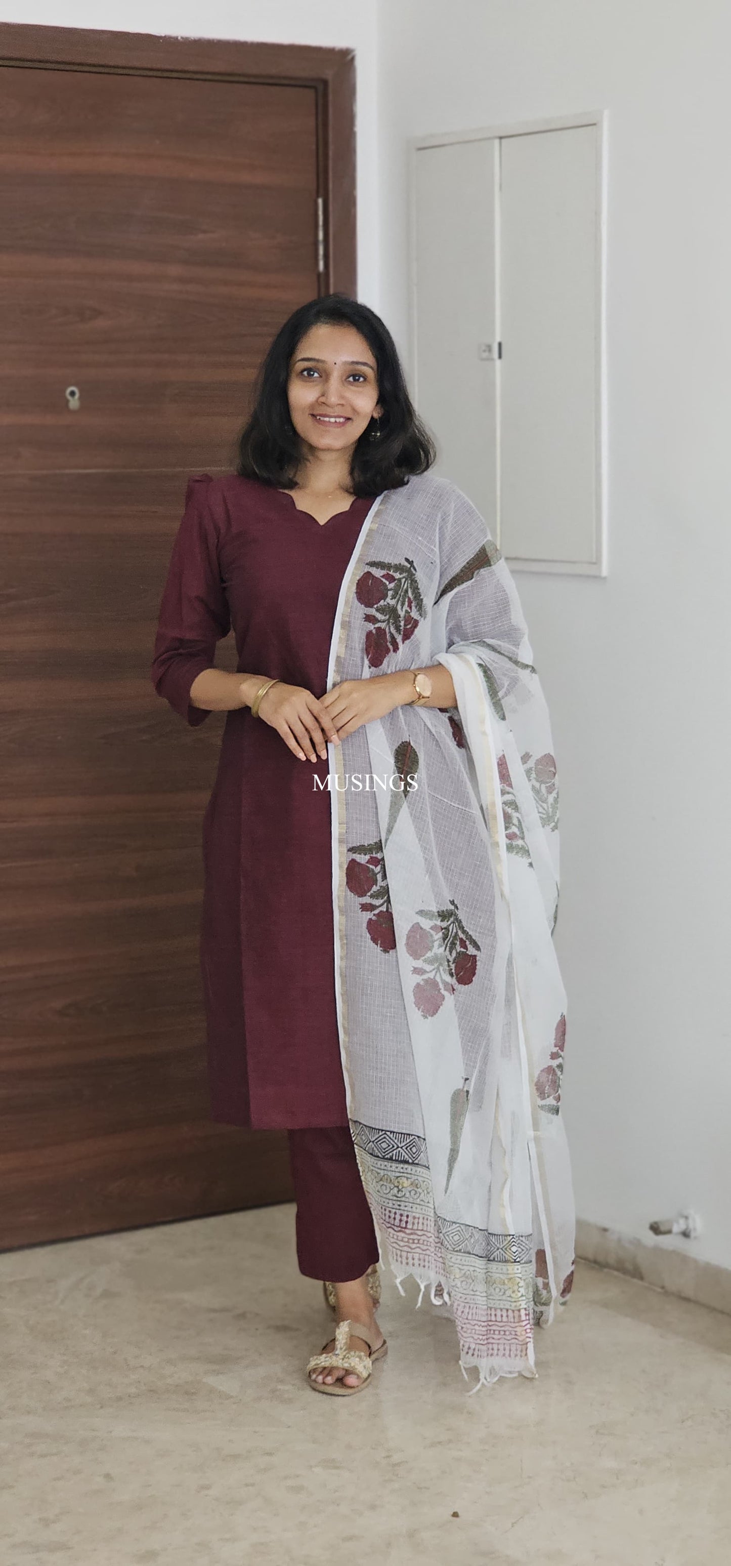 Heera - Mangalgiri Coord set with Sanganeri Kota Handblock Printed Dupatta