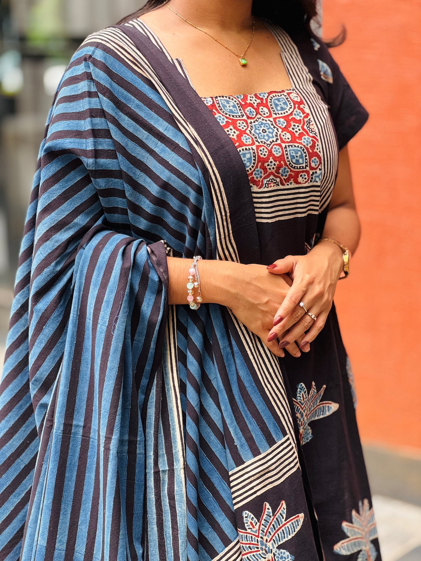 Ekta - Ajrakh Handblock Printed Dupata