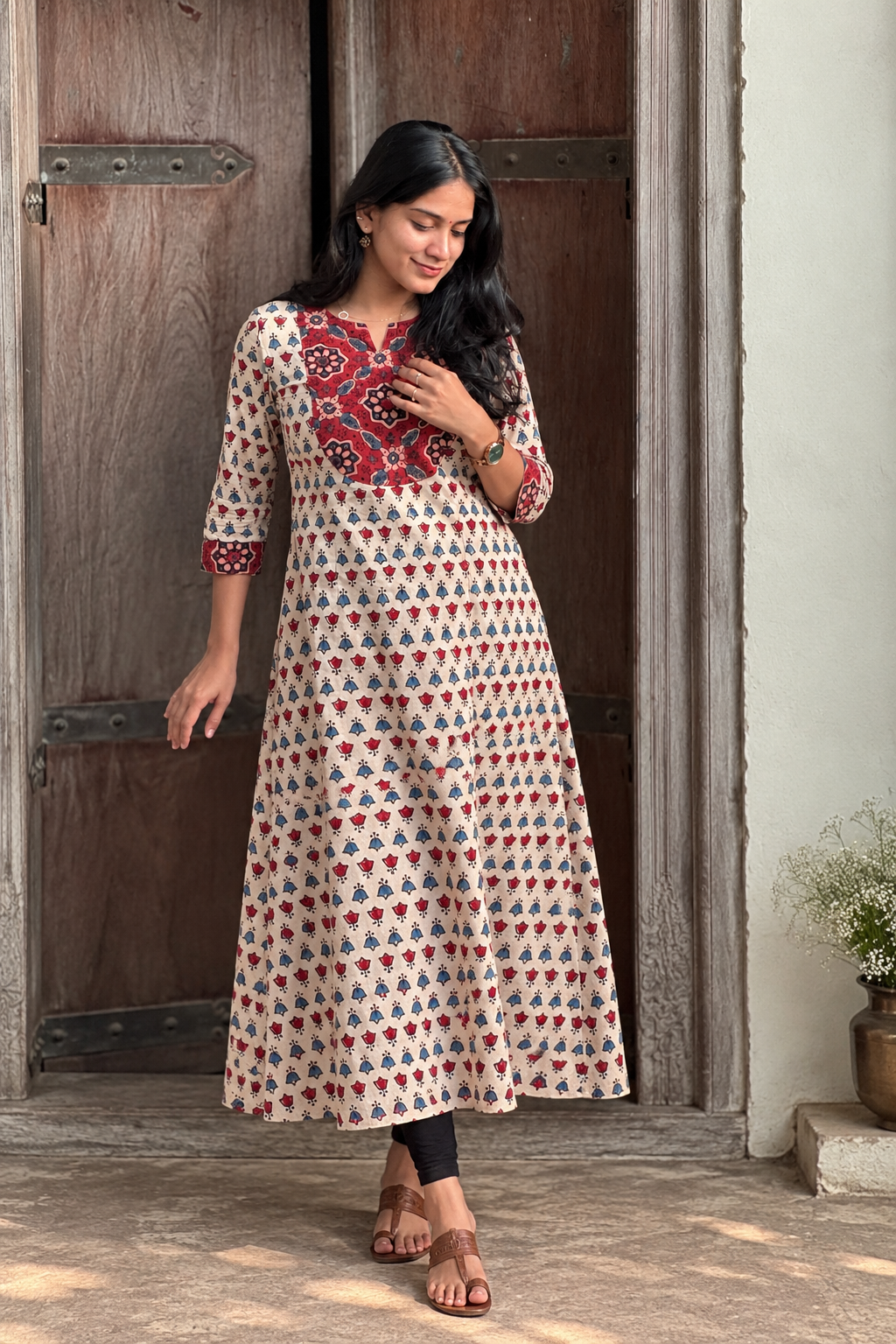 Spandana - Ajrakh Fusion A line Kurta