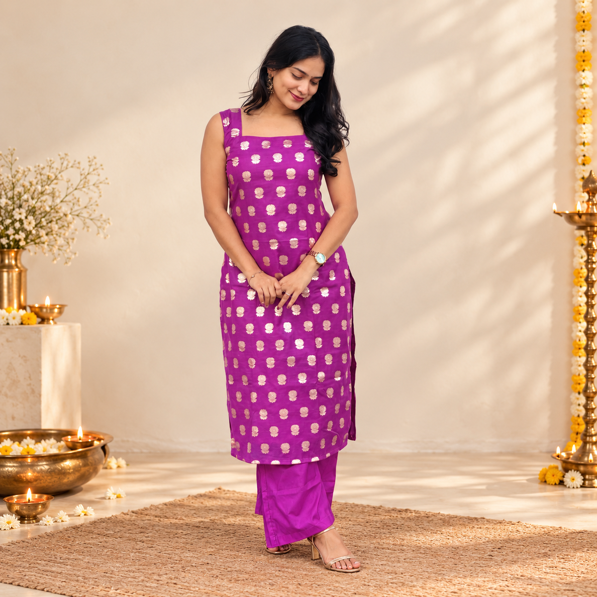 Raaga - Purple Semi Banarasi Silk Suit