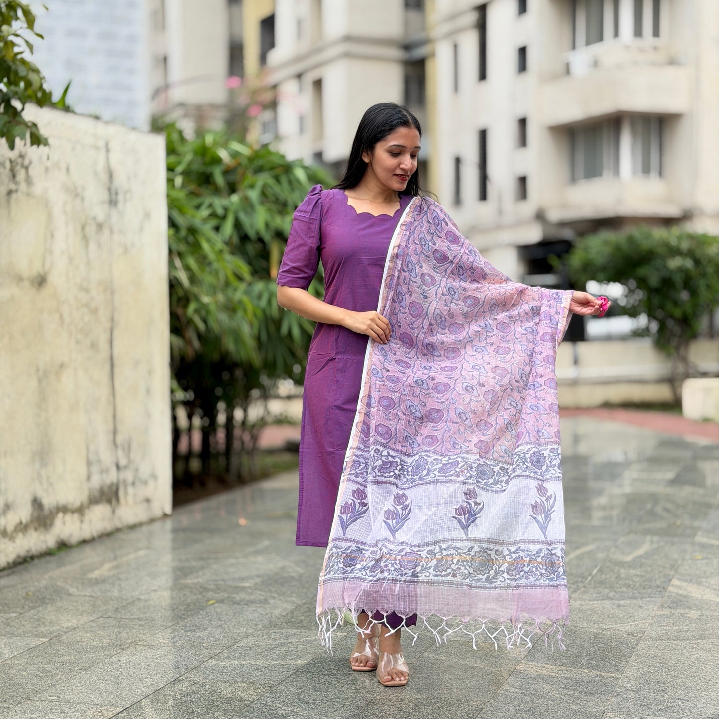 Anantya - Handloom Kurta & Kota Block-Print Dupatta Set