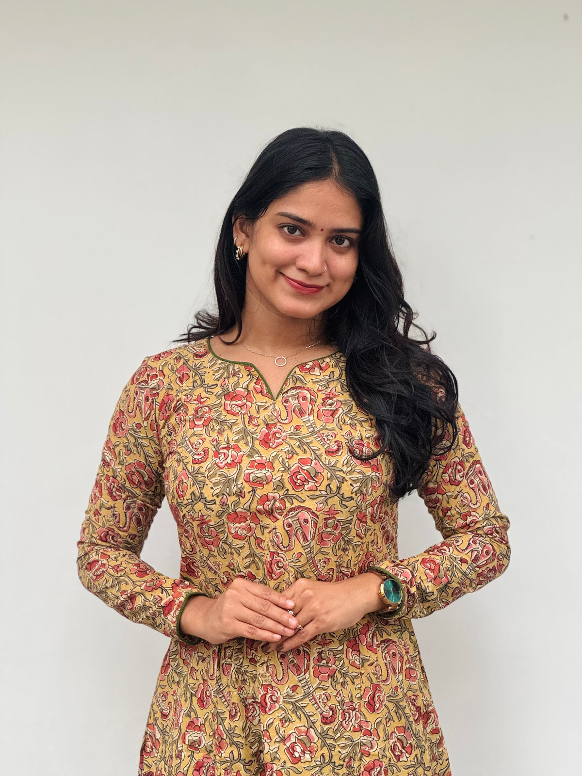 Kabini - Kalamkari Natural Dyed Handblock Printed A-Line Kurta