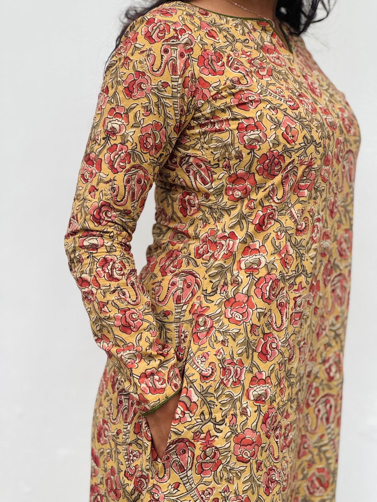 Kabini - Kalamkari Natural Dyed Handblock Printed A-Line Kurta