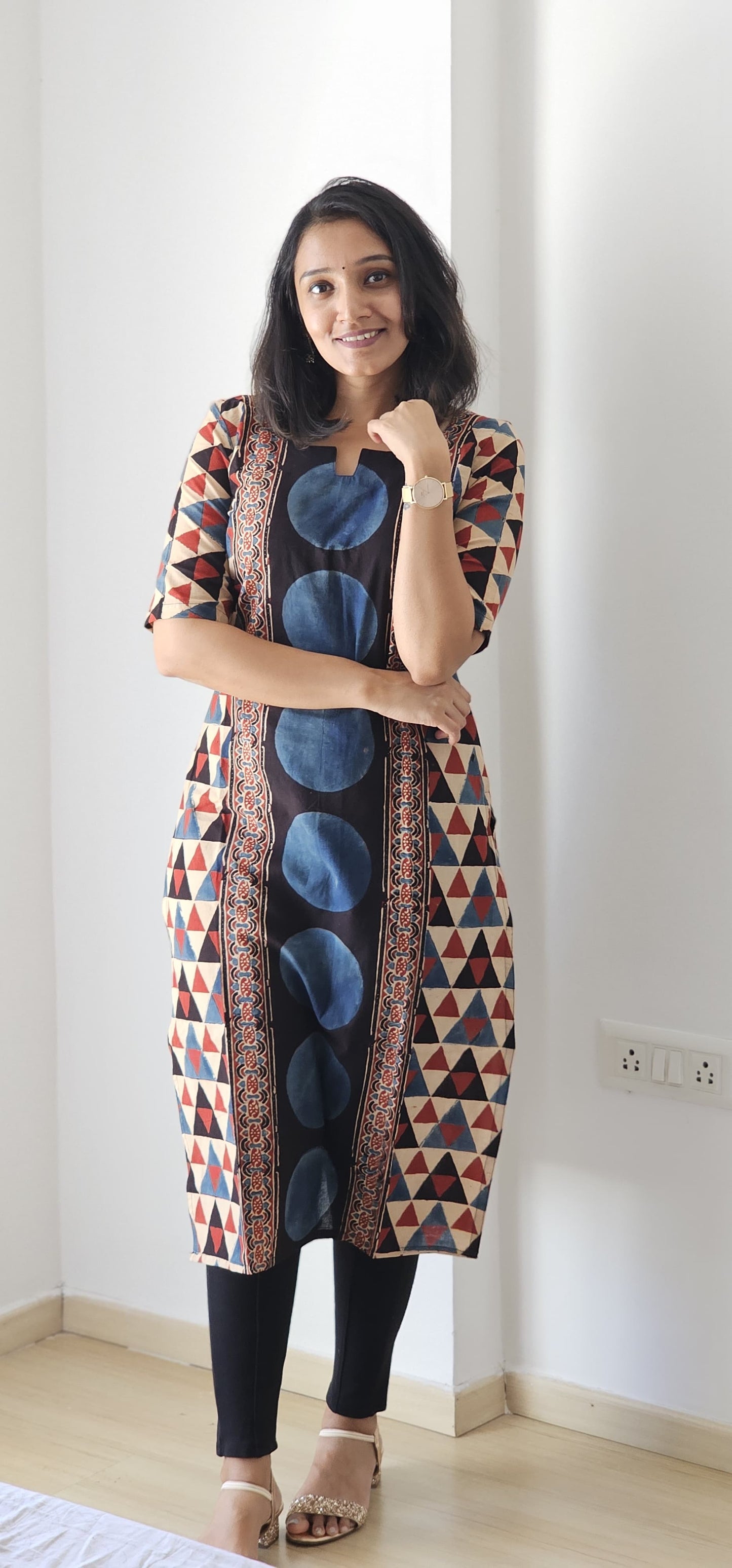 Nadira - Ajrakh Handblock Printed Panel Kurta