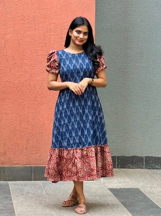 Rashi - Ikkat x Kalamkari Fusion Dress